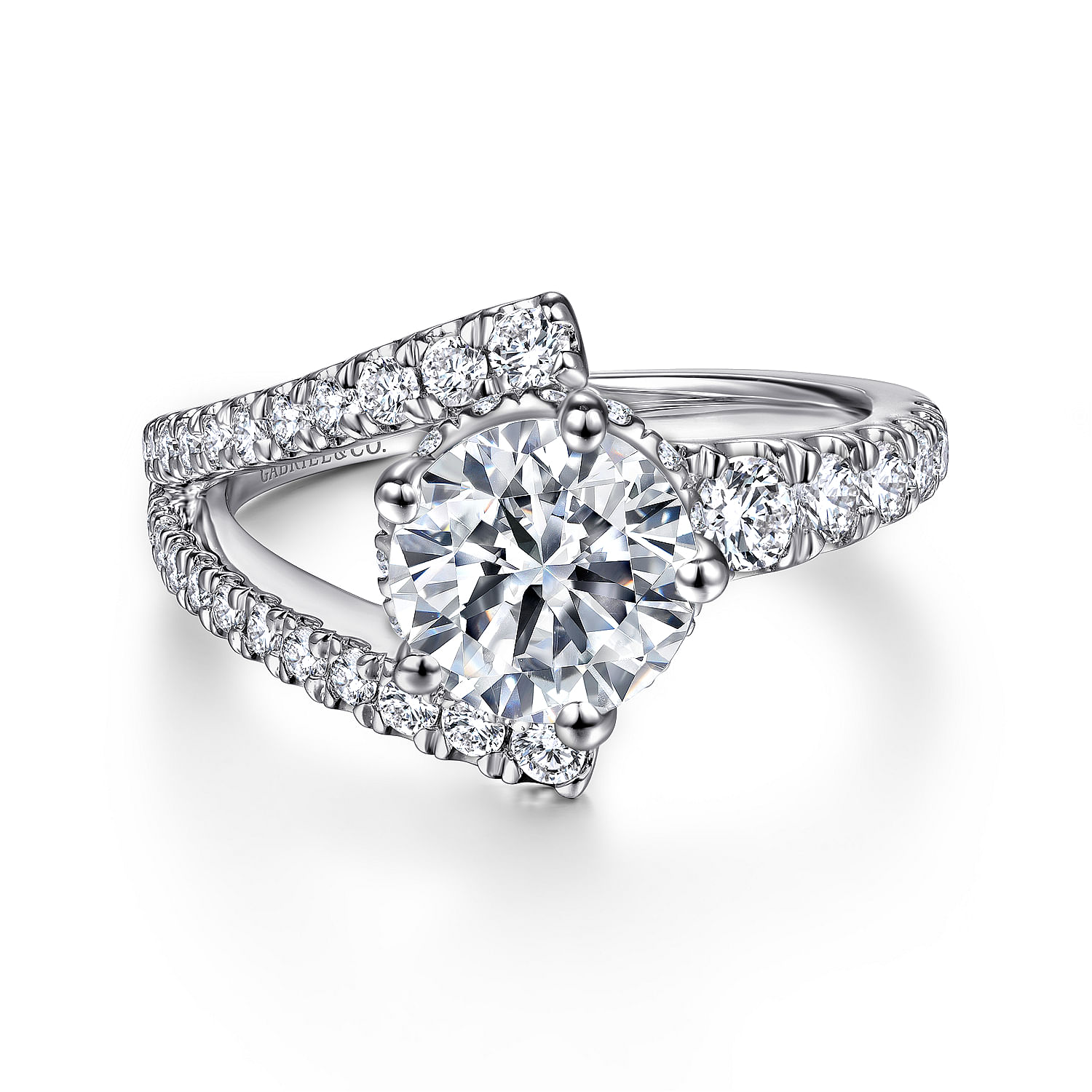 Maverick - 14K White Gold Round Asymmetrical Split Shank Diamond Engagement Ring