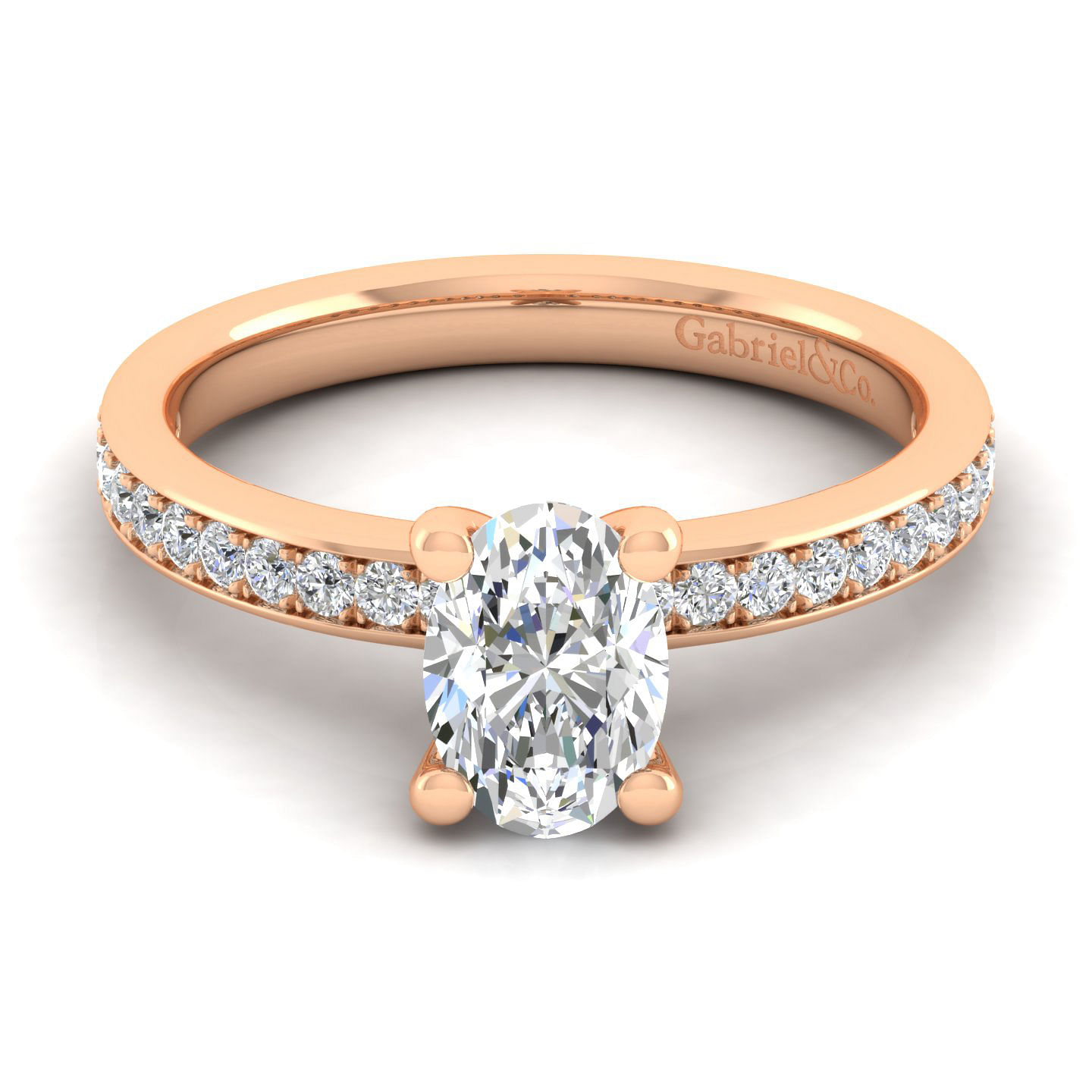 Megan - 14K Rose Gold Oval Diamond Engagement Ring