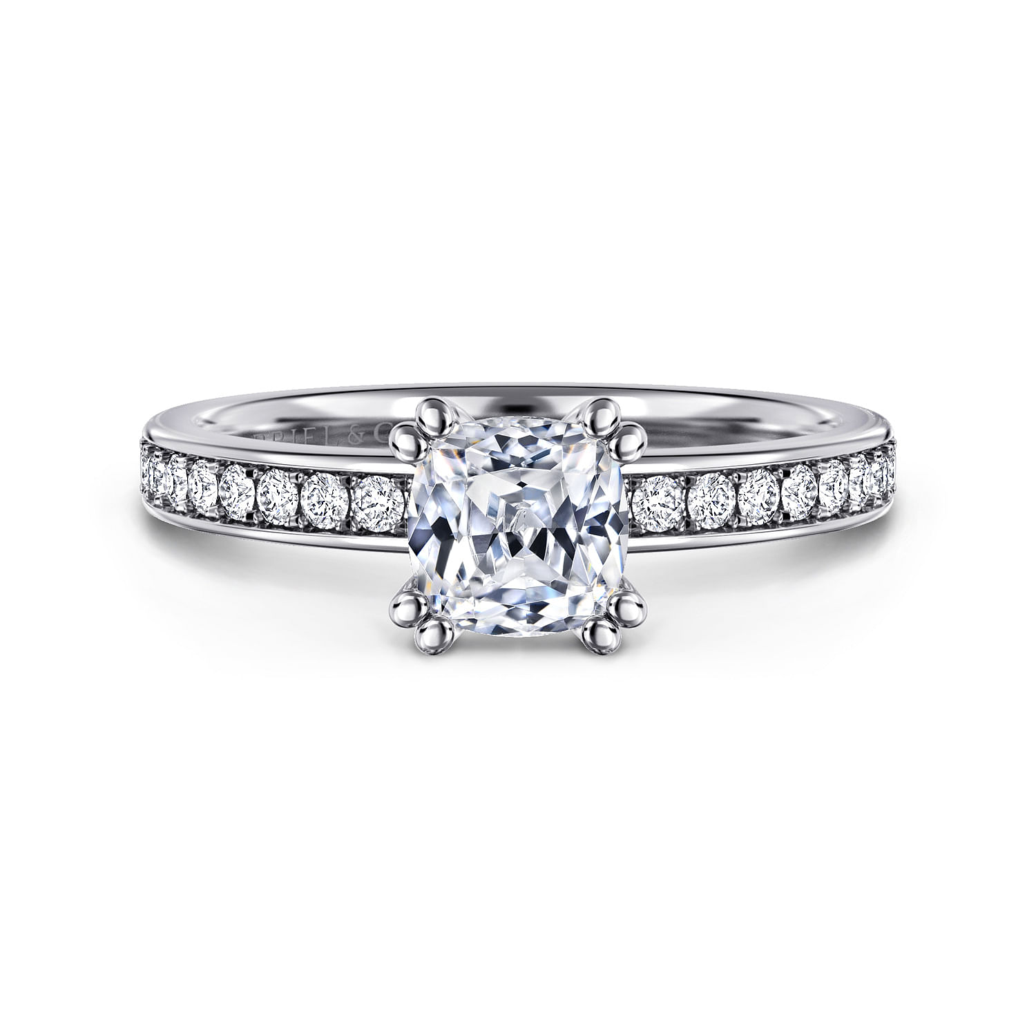 Megan - 14K White Gold Cushion Cut Diamond Engagement Ring