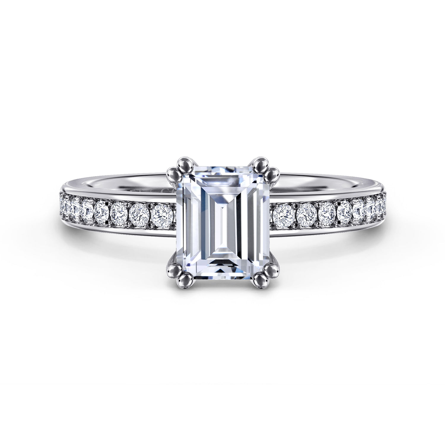 Megan - 14K White Gold Emerald Cut Diamond Engagement Ring