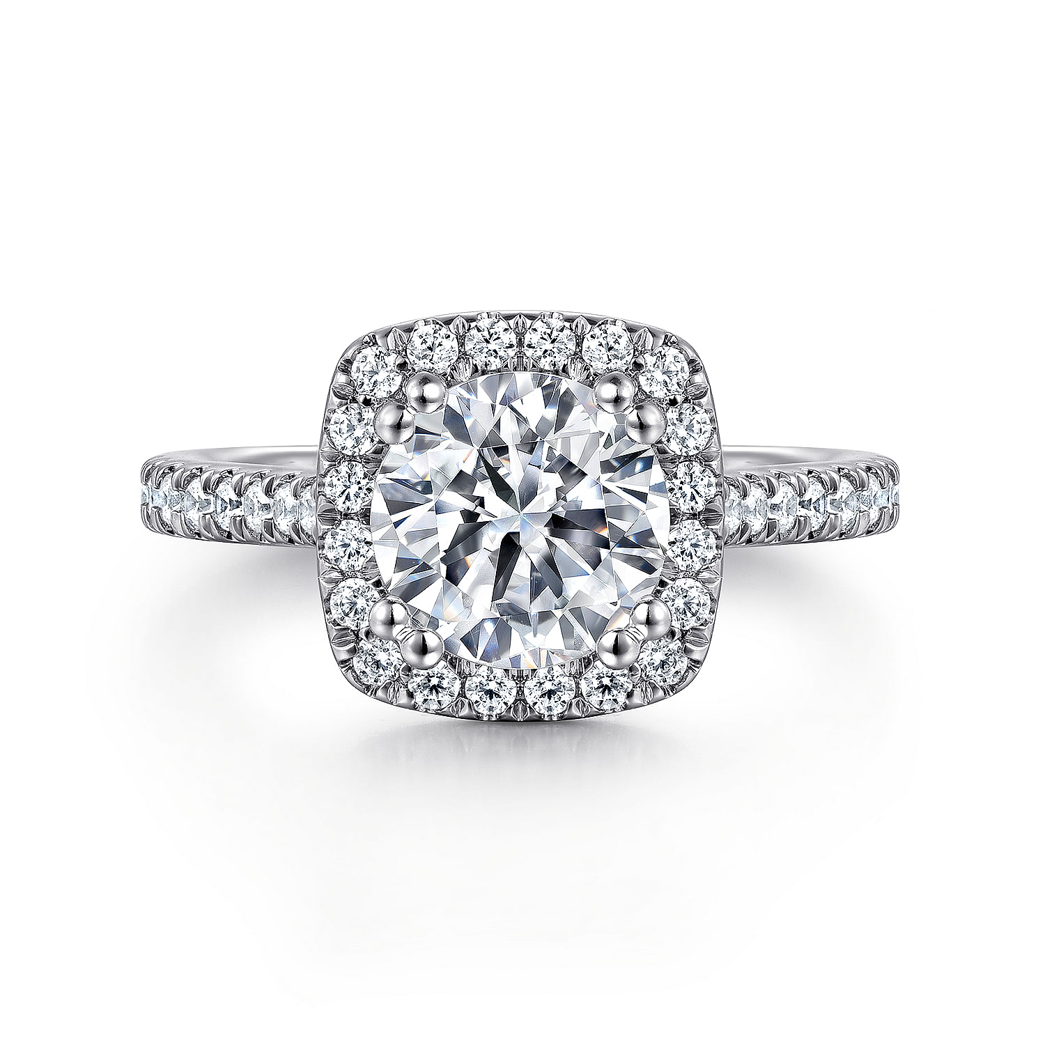 Michaela - 14K White Gold Round Halo Diamond Engagement Ring