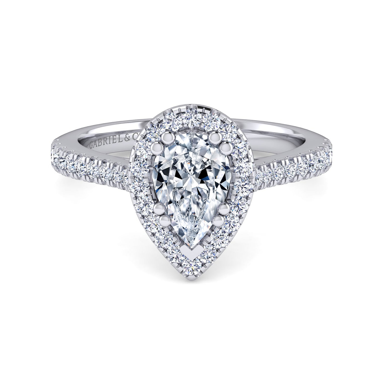 Michaela - Platinum Pear Shape Halo Diamond Engagement Ring