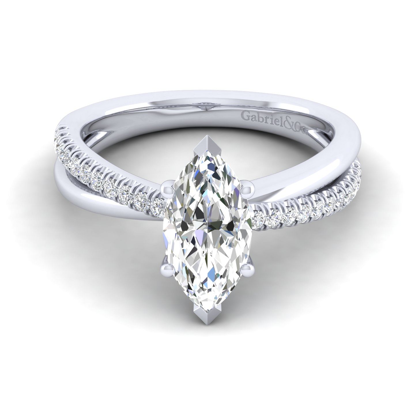 Morgan - 14K White Gold Marquise Shape Diamond Engagement Ring