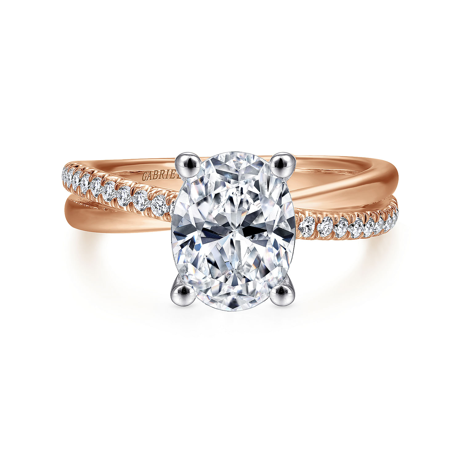 Morgan - 14K White-Rose Gold Oval Diamond Engagement Ring