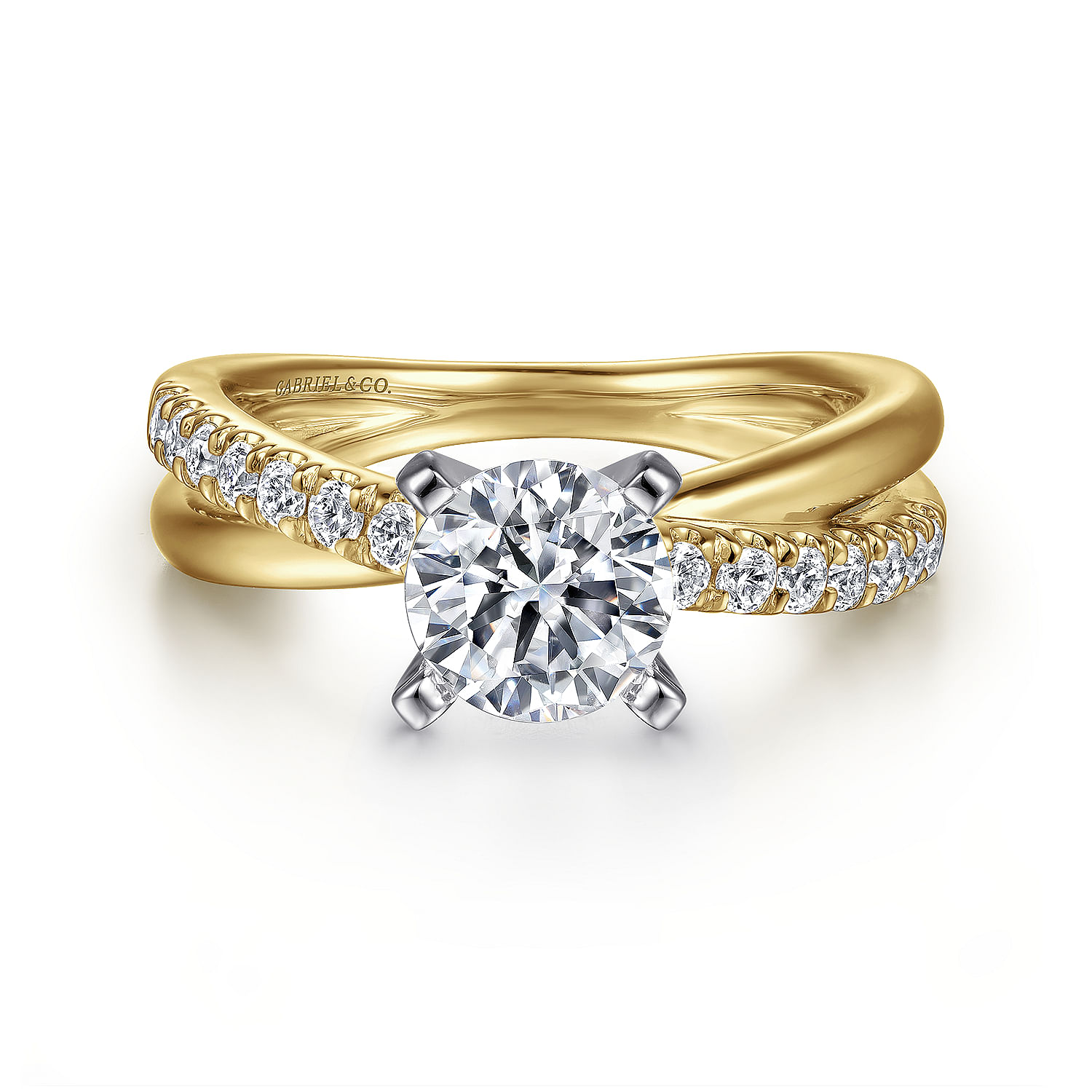 Morgan - 14K White-Yellow Gold Round Diamond Twisted Engagement Ring