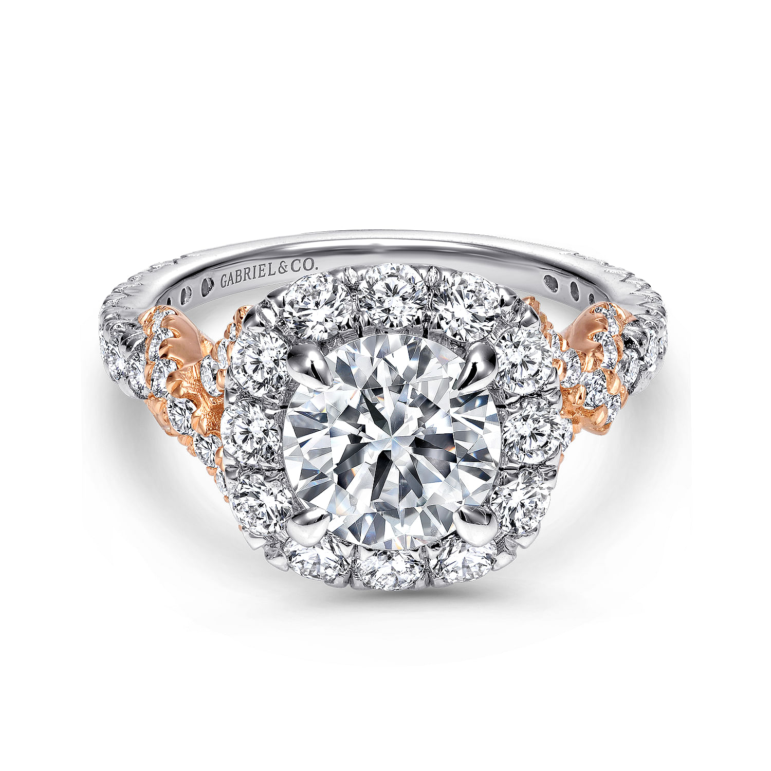 Mott - 14K White-Rose Gold Round Halo Diamond Engagement Ring