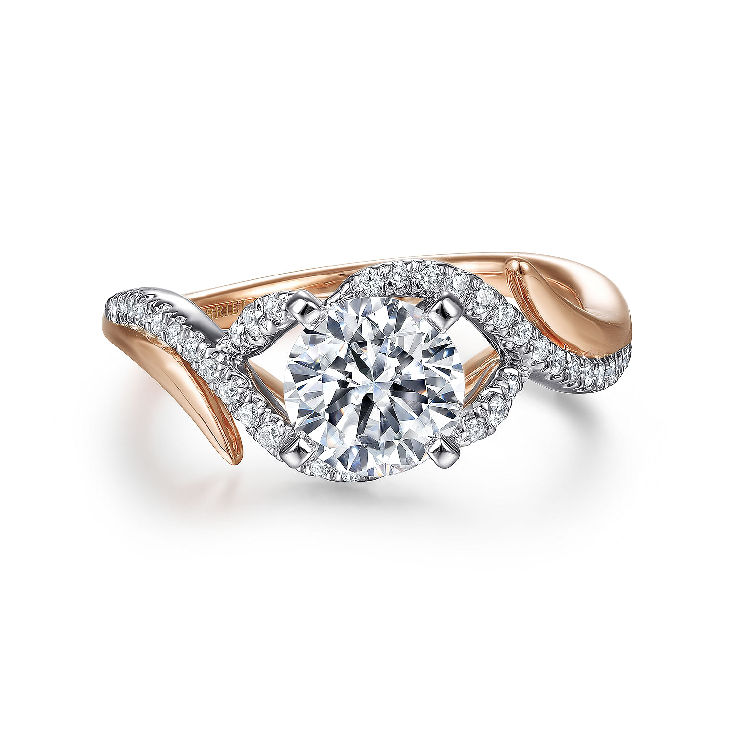 Nakia - 14K White-Rose Gold Round Diamond Engagement Ring