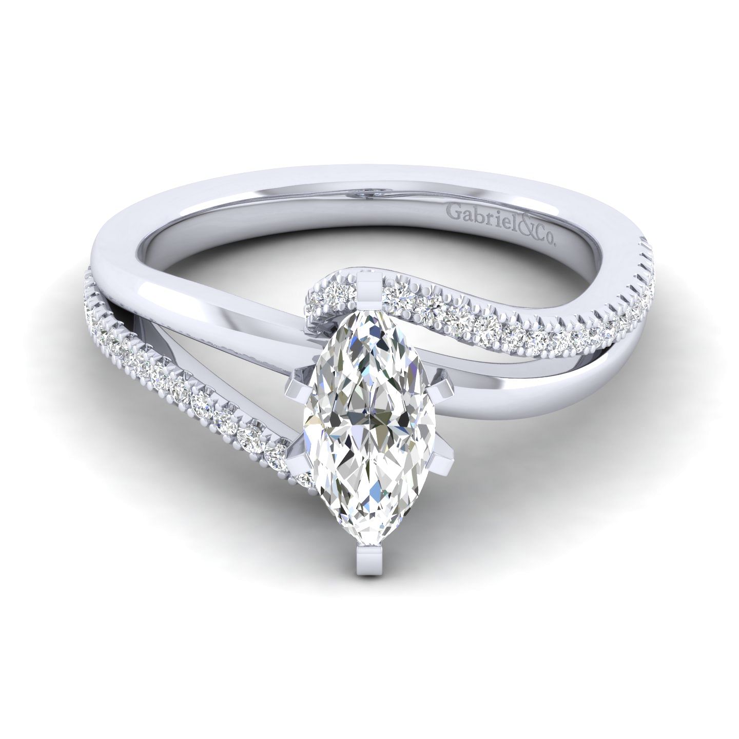 Naomi - 14K White Gold Marquise Shape Diamond Engagement Ring