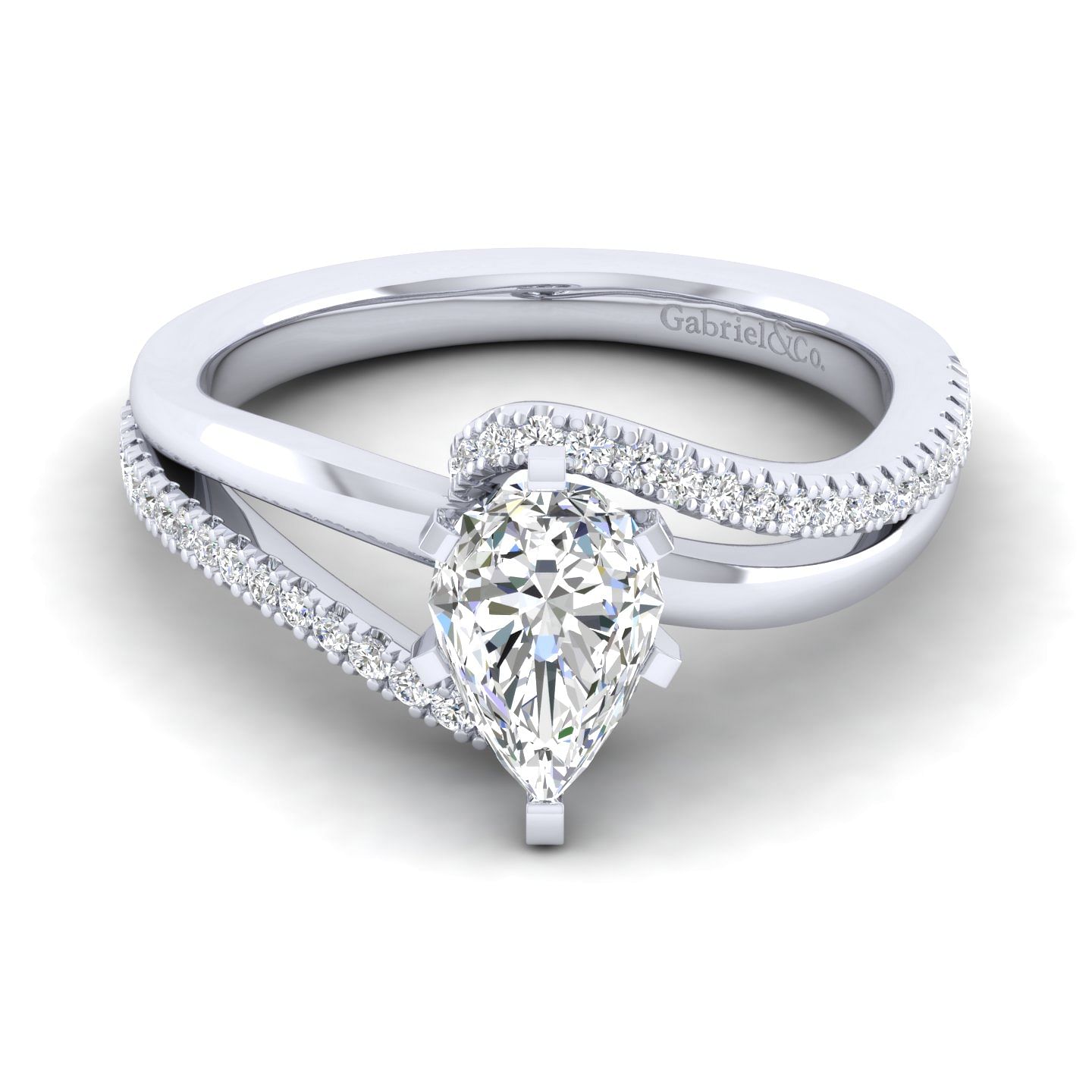 Naomi - 14K White Gold Pear Shape Diamond Engagement Ring