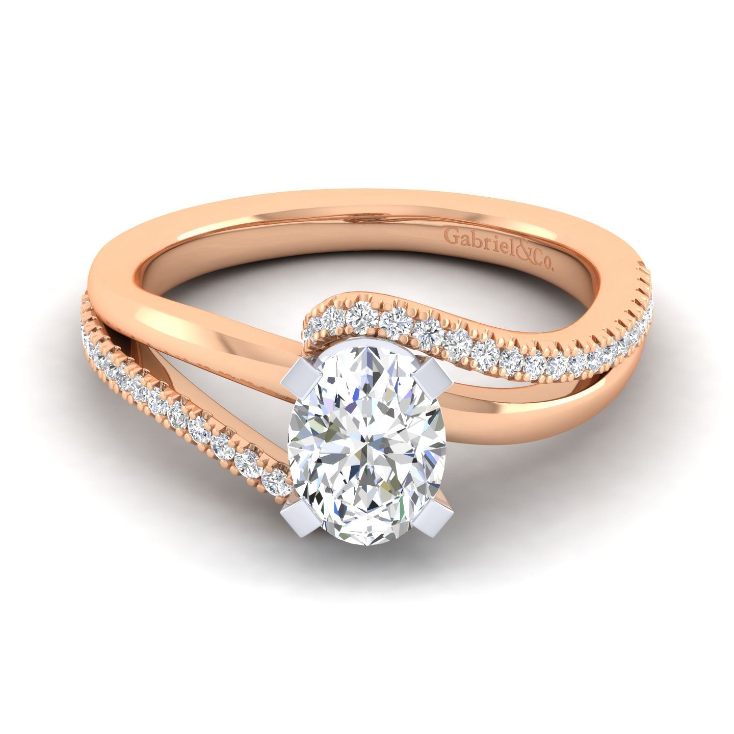 Naomi - 14K White-Rose Gold Oval Diamond Engagement Ring