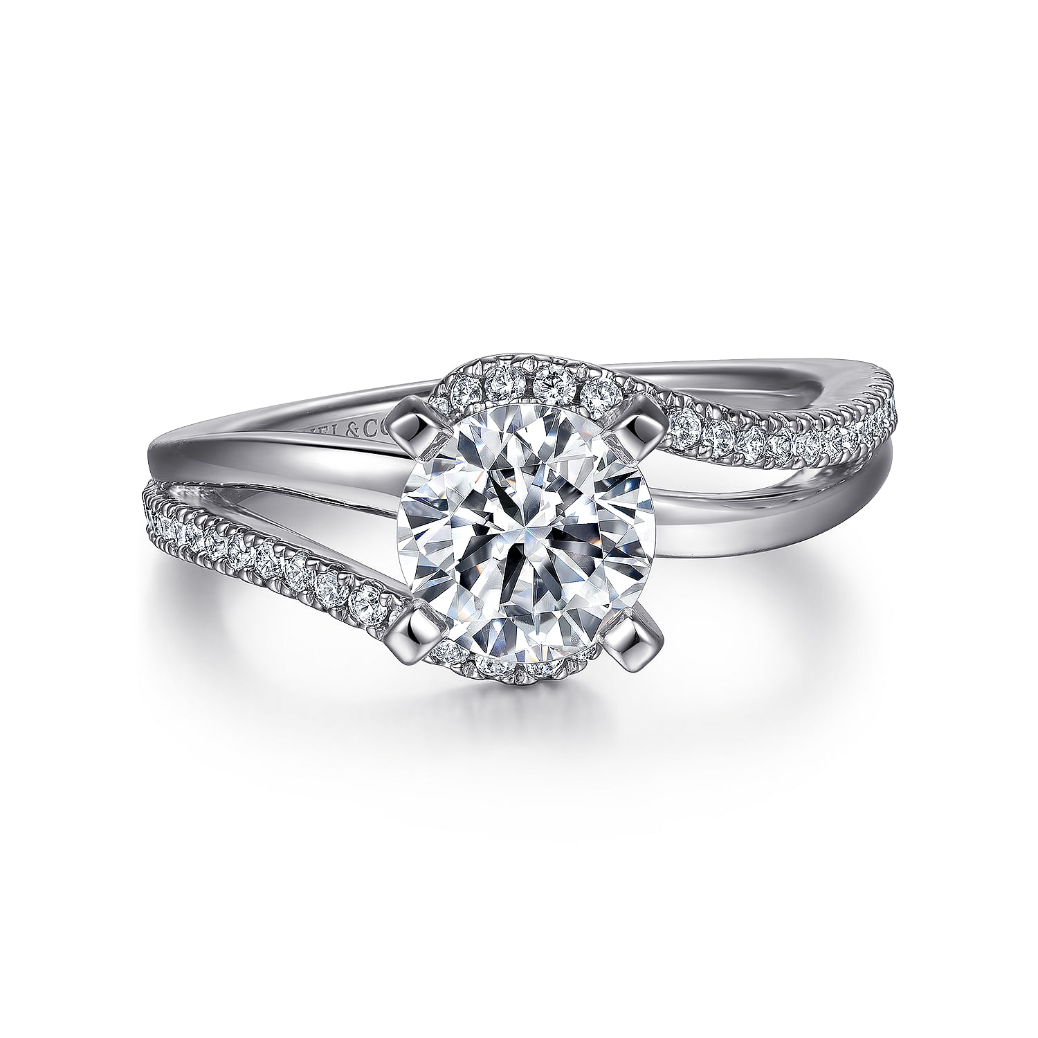 Naomi - Platinum Round Bypass Diamond Engagement Ring