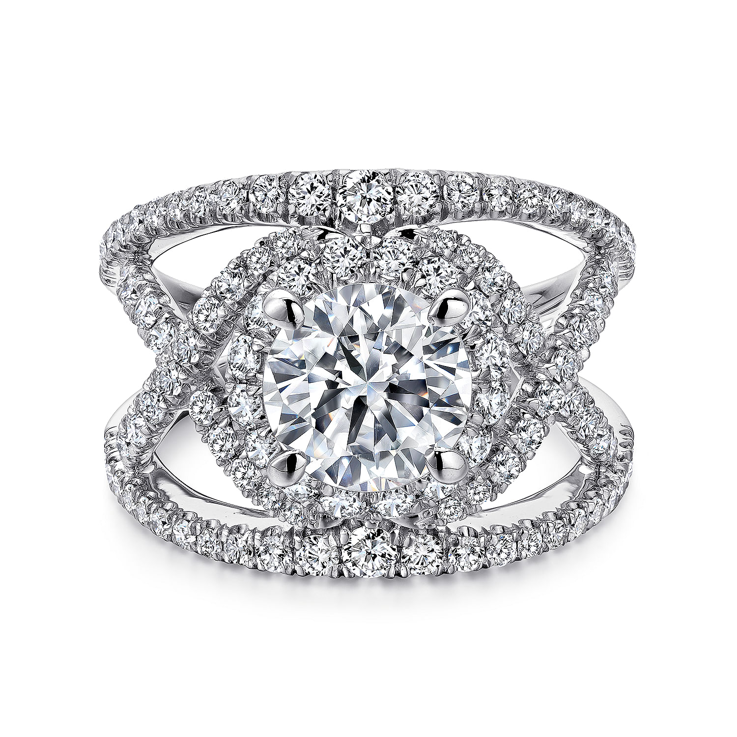 Naples - 14K White Gold Round Halo Diamond Engagement Ring