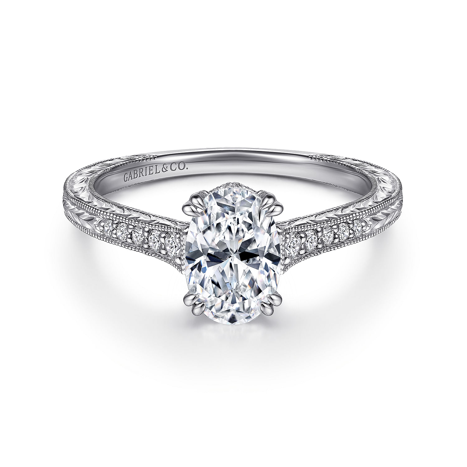 Neri - 14K White Gold Oval Diamond Engagement Ring