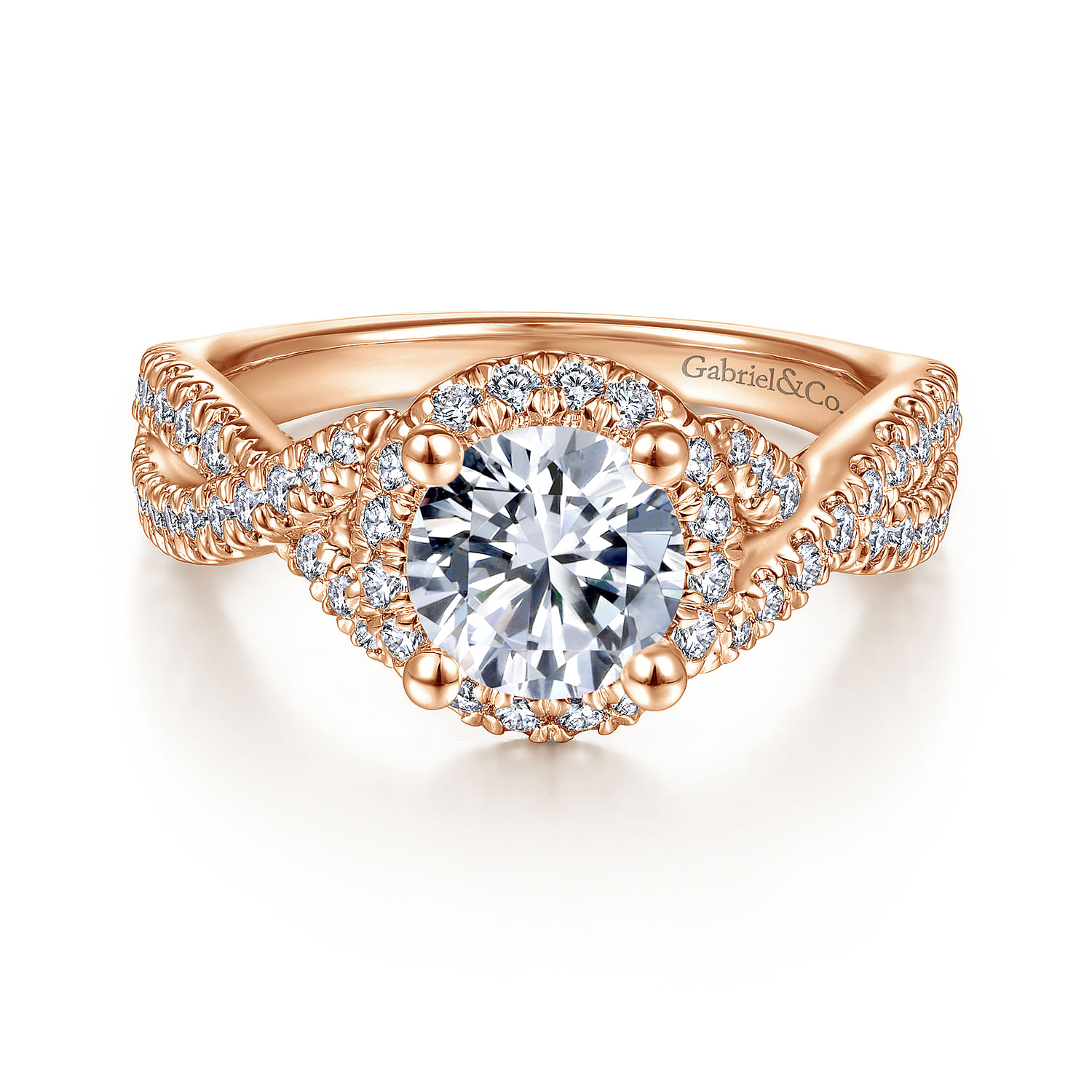 Newbury - 14K Rose Gold Round Halo Diamond Engagement Ring