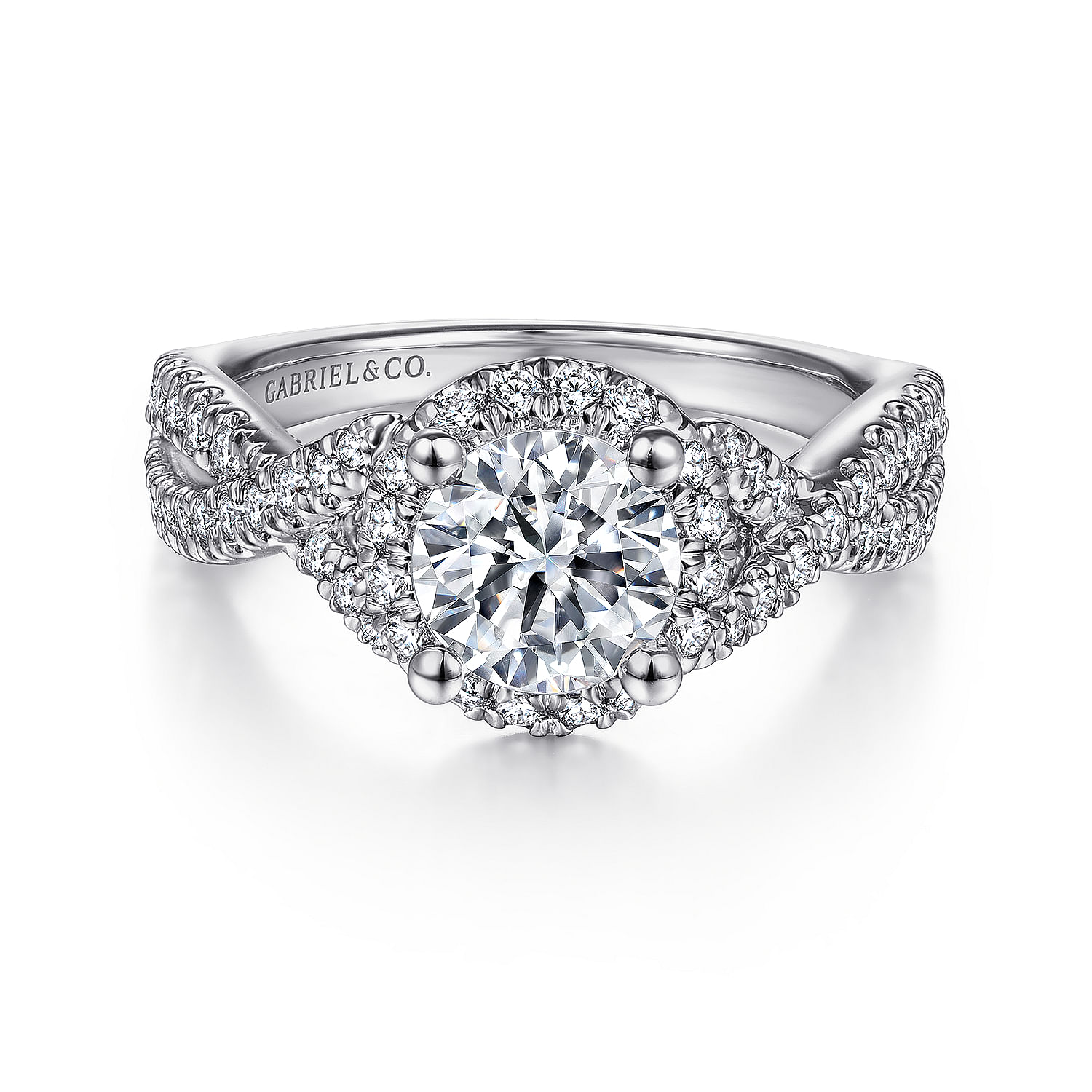 Newbury - 14K White Gold Round Halo Diamond Engagement Ring
