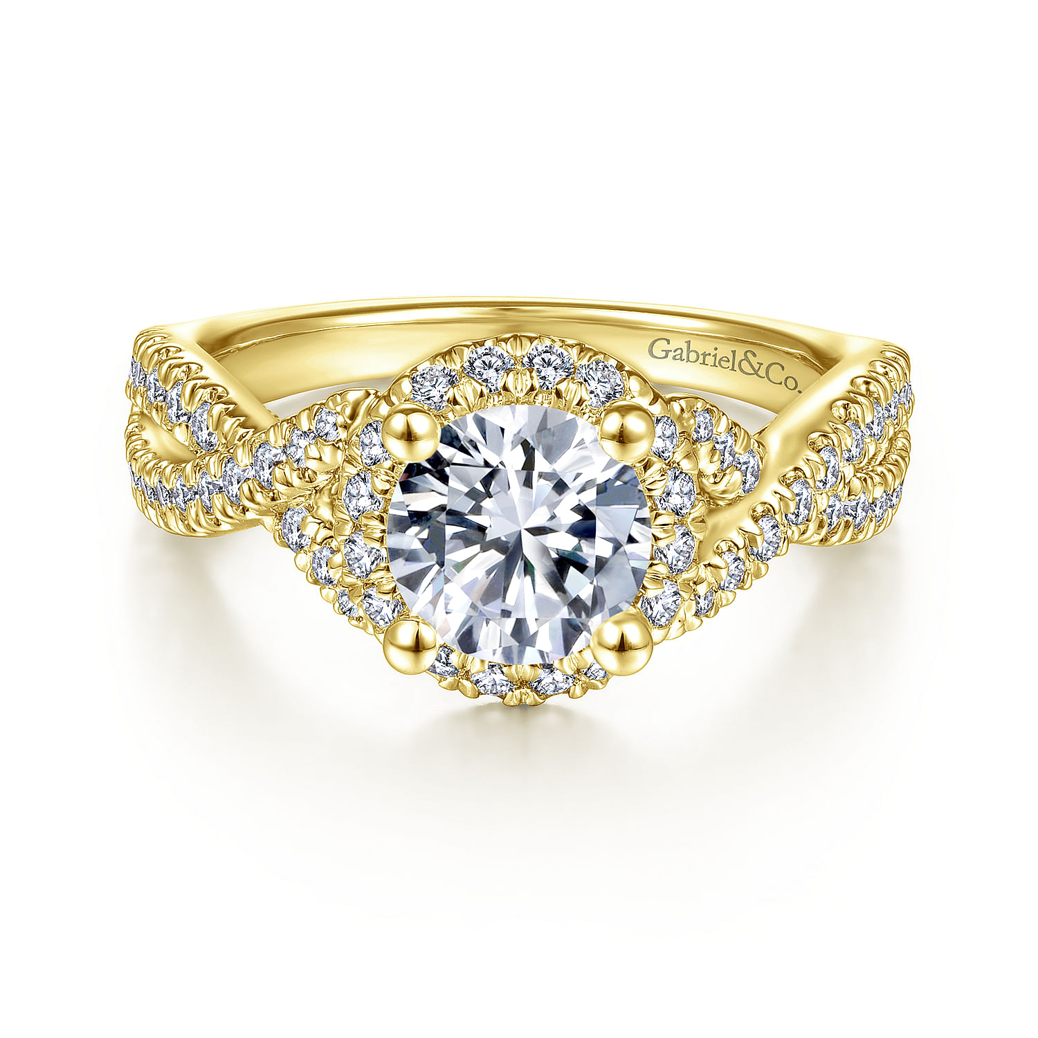 Newbury - 14K Yellow Gold Round Halo Diamond Engagement Ring