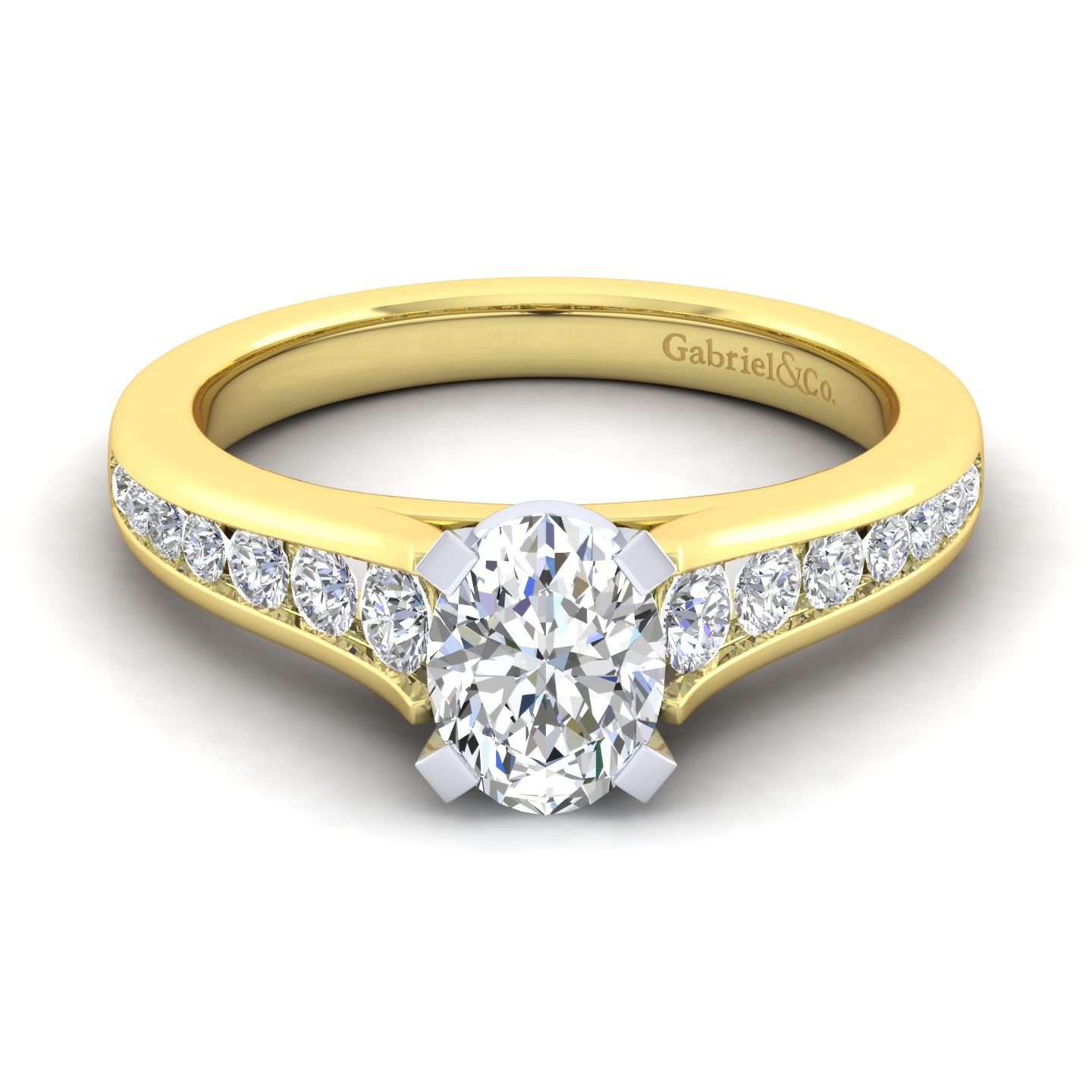 Nicola - 14K White-Yellow Gold Oval Diamond Engagement Ring