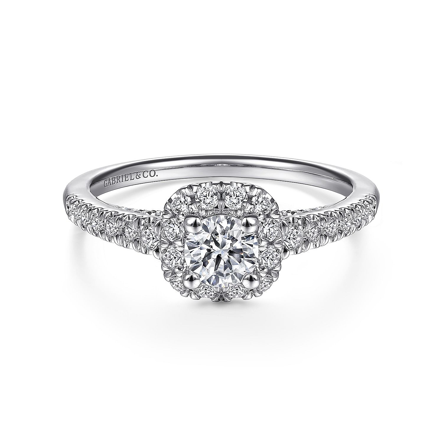 Nilu - 14K White Gold Round Halo Complete Diamond Engagement Ring