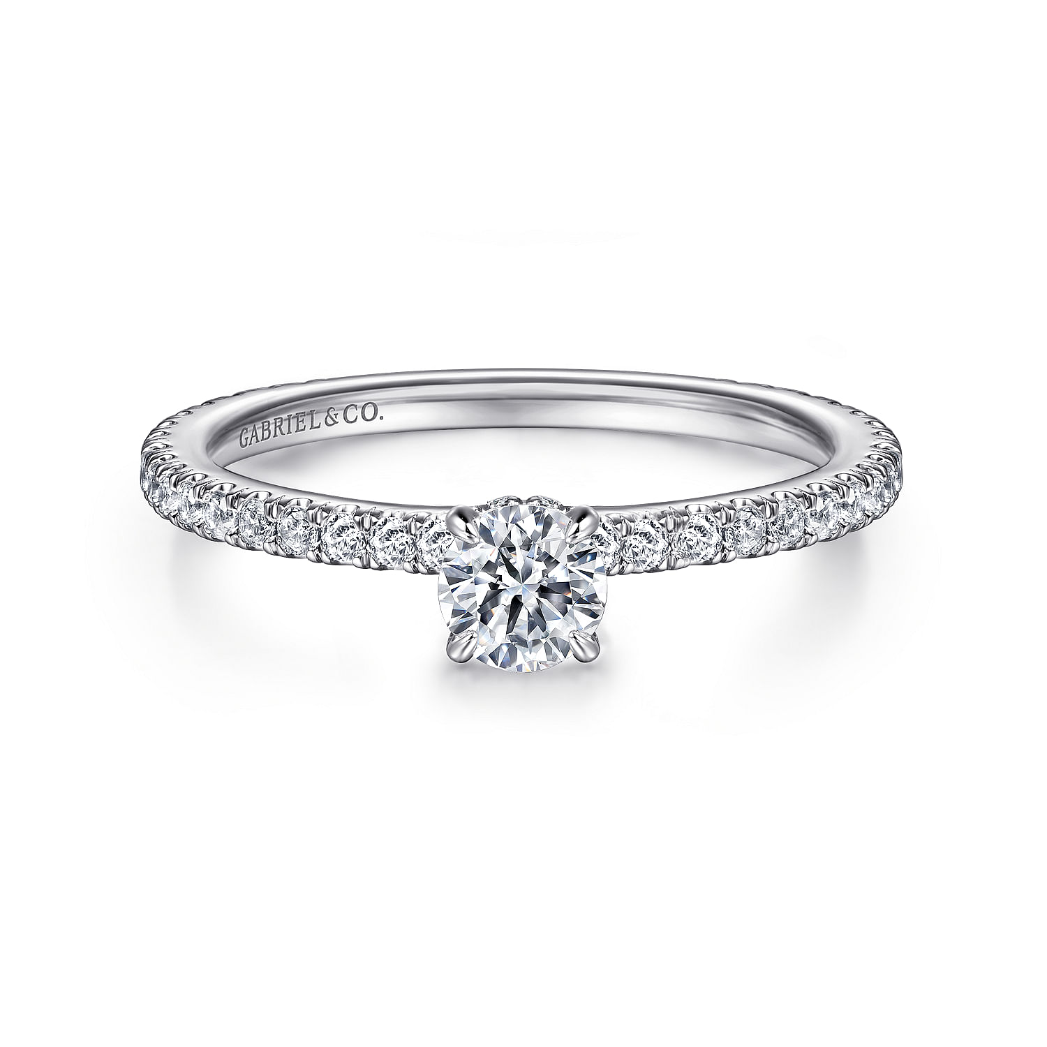 Noa - 14K White Gold Round Diamond Engagement Ring
