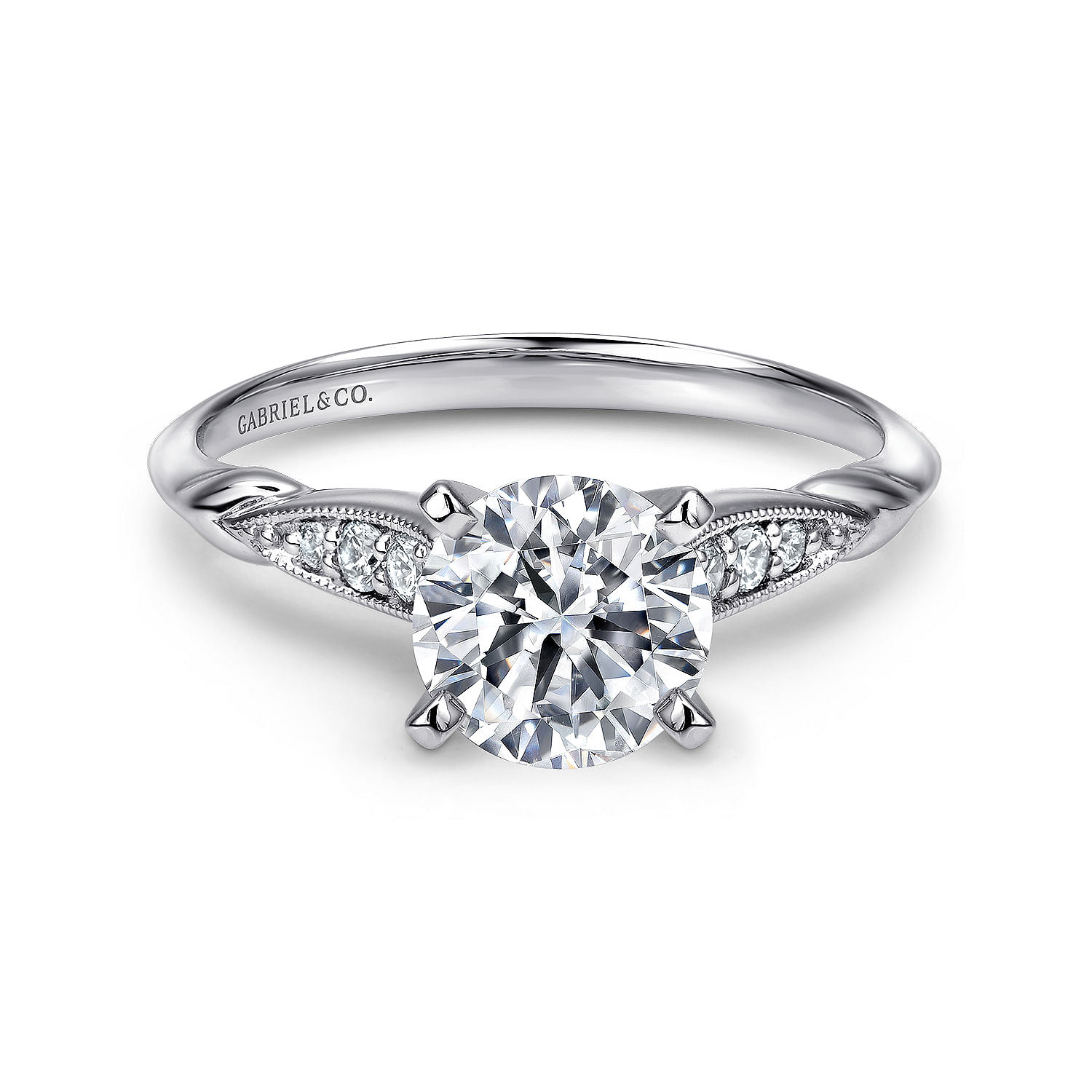 Nora - 14K White Gold Round Diamond Engagement Ring