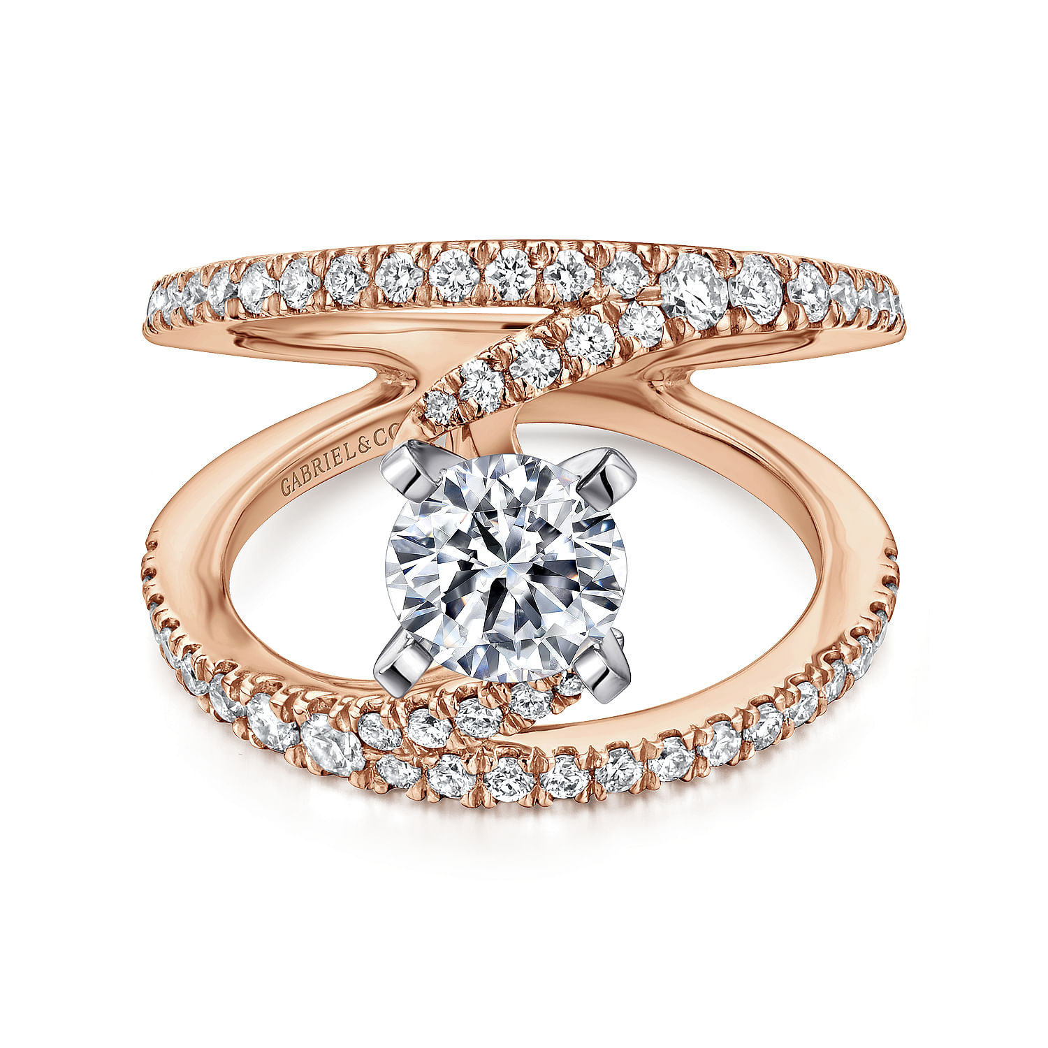 Nova - 14K Rose Gold Round Split Shank Diamond Engagement Ring
