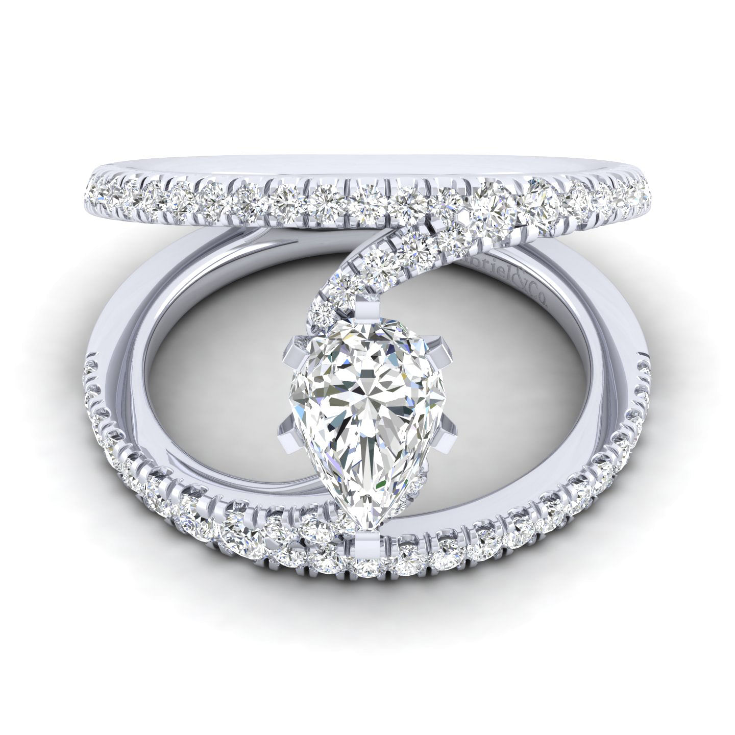 Nova - 14K White Gold Round Split Shank Diamond Engagement Ring