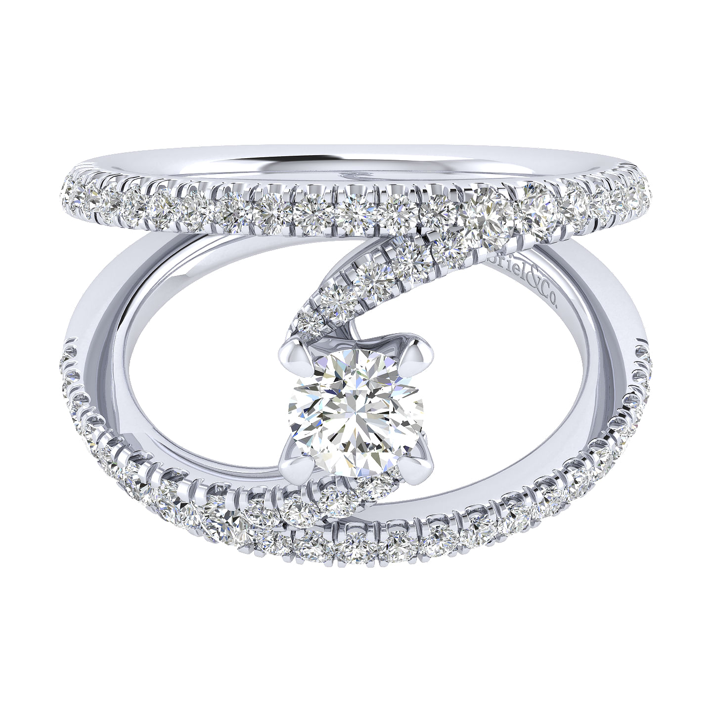 Nova - 14K White Gold Round Split Shank Diamond Engagement Ring