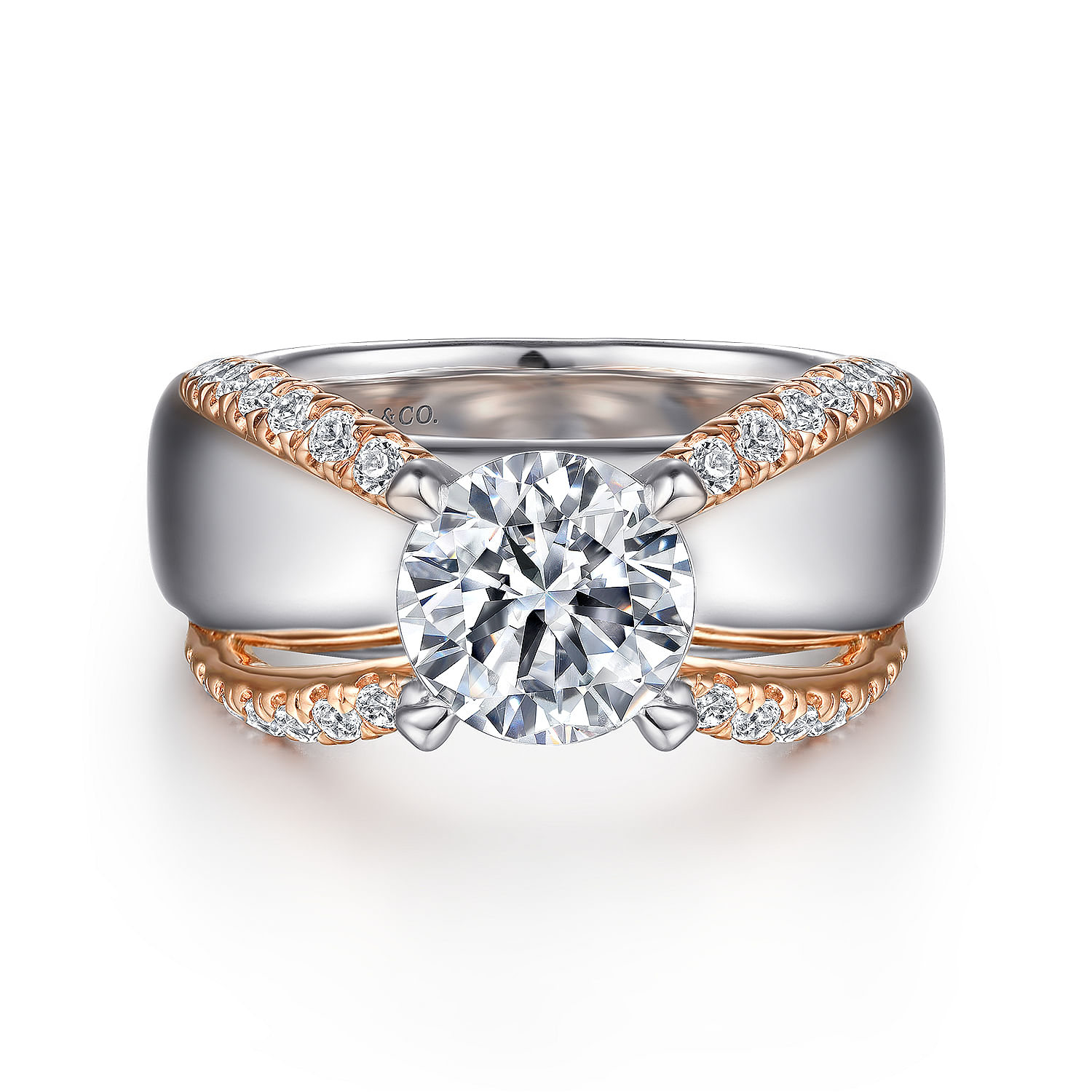 Orleans - 14K White-Rose Gold Round Diamond Engagement Ring