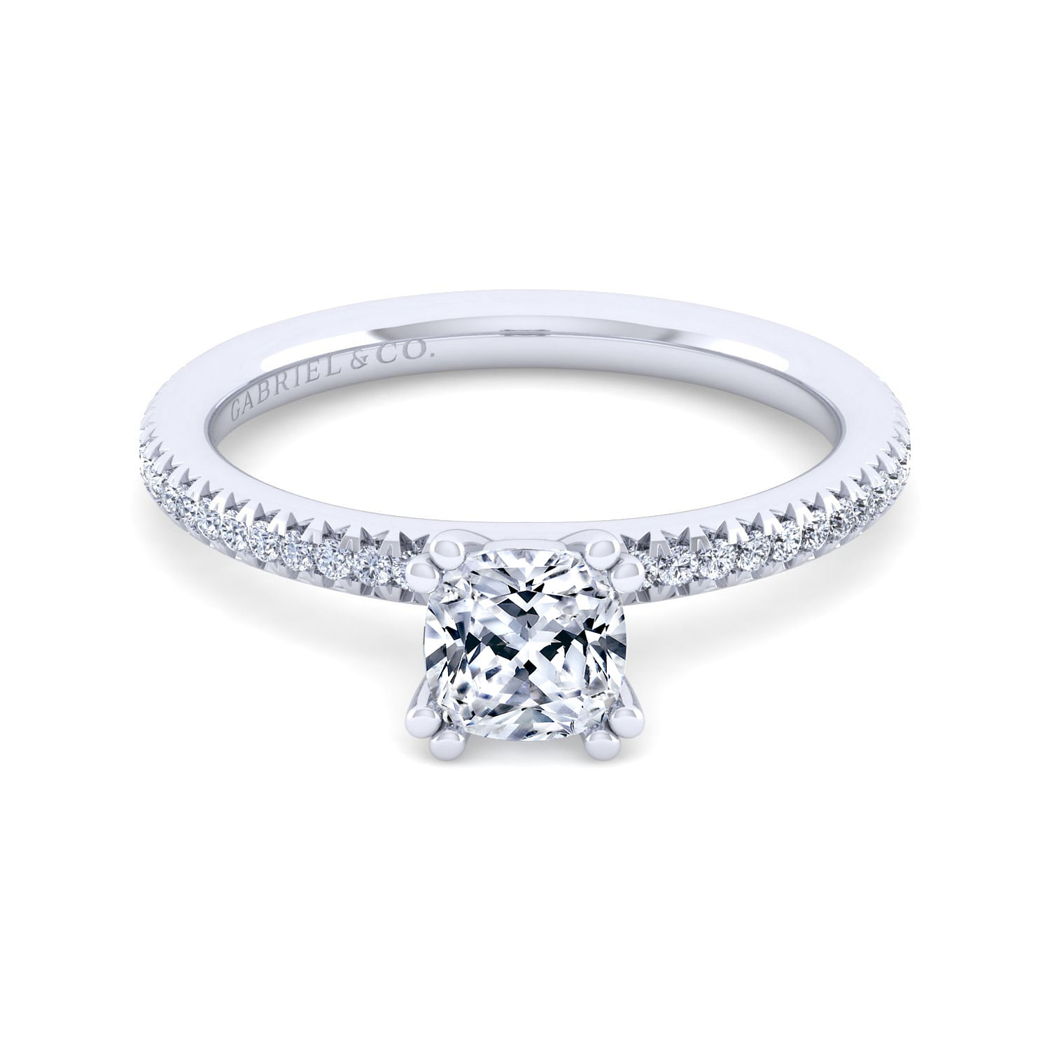 Oyin - 14K White Gold Cushion Cut Diamond Engagement Ring