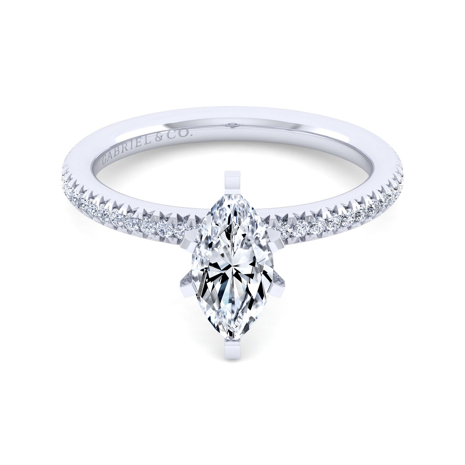 Oyin - 14K White Gold Marquise Shape Diamond Engagement Ring