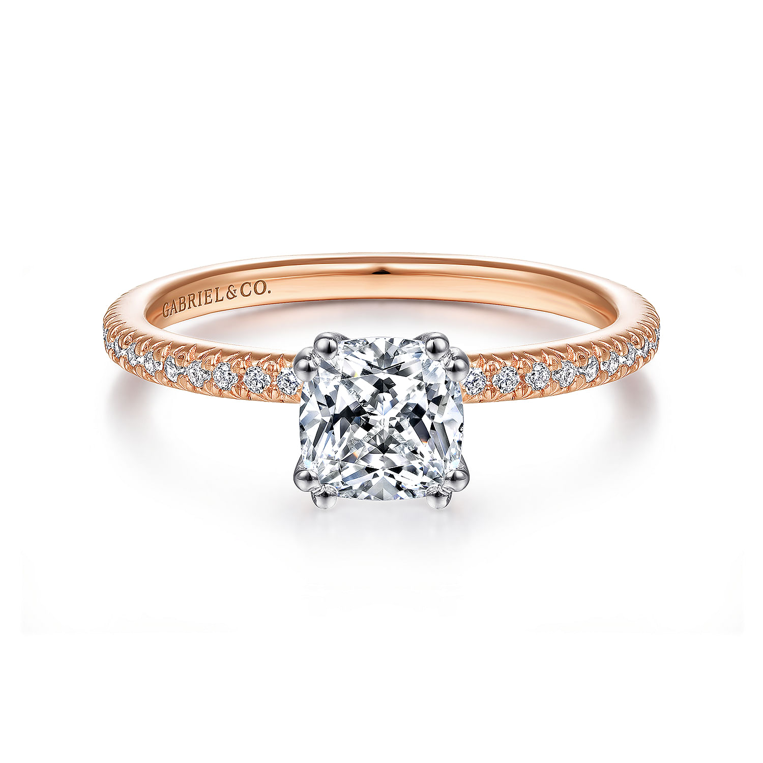 Oyin - 14K White-Rose Gold Cushion Cut Diamond Engagement Ring