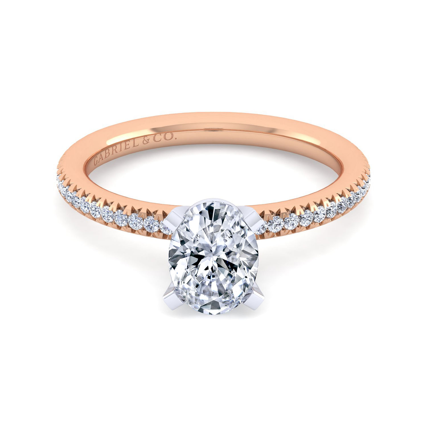 Oyin - 14K White-Rose Gold Oval Diamond Engagement Ring