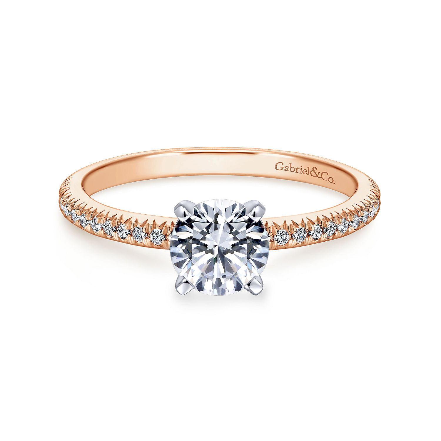 Oyin - 14K White-Rose Gold Round Diamond Engagement Ring