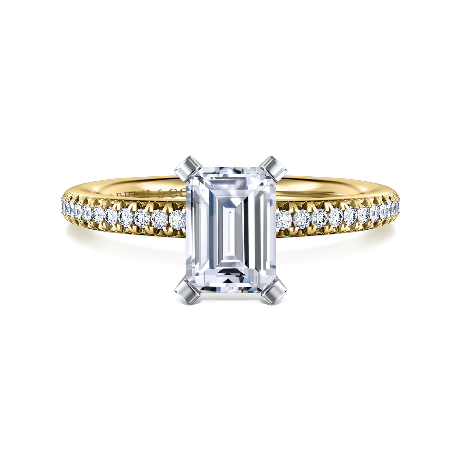 Oyin - 14K White-Yellow Gold Emerald Cut Diamond Engagement Ring
