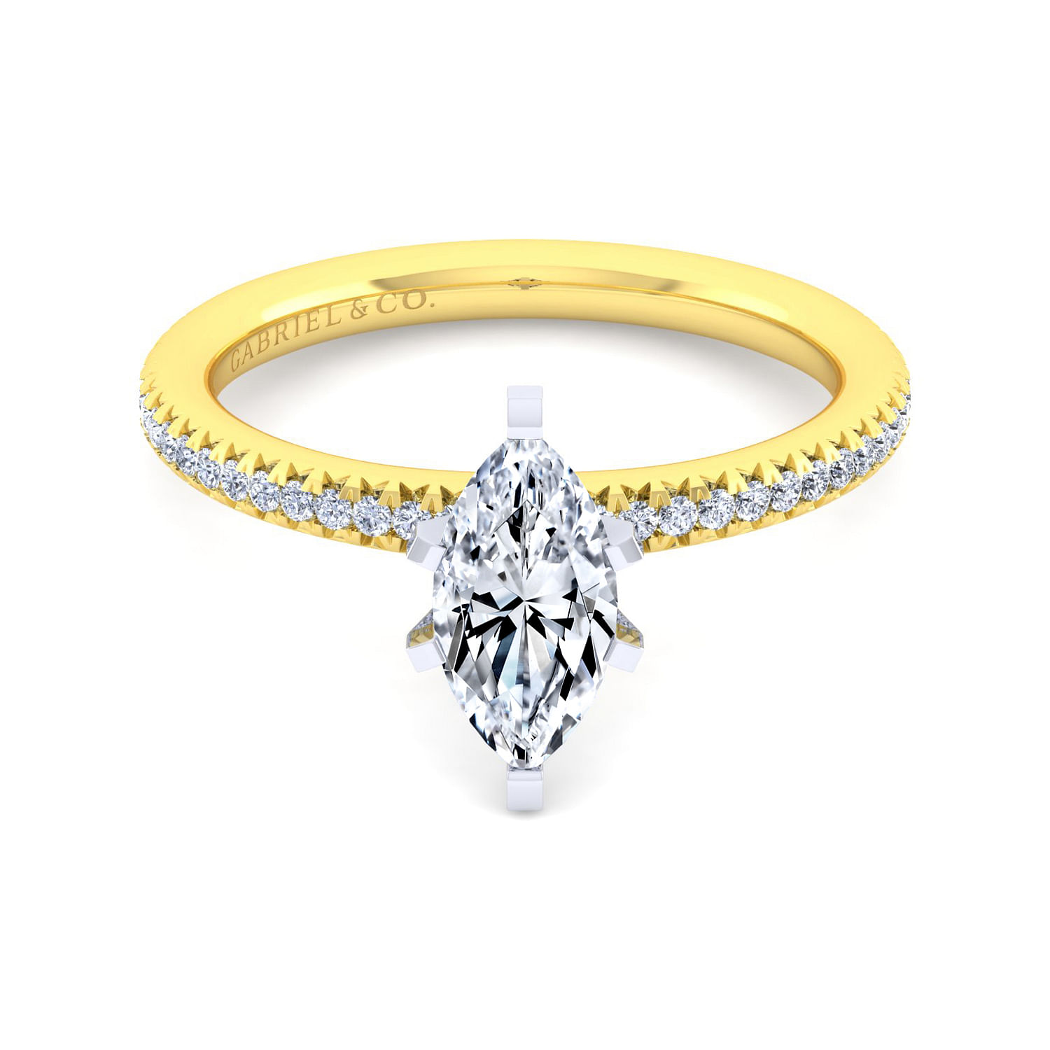 Oyin - 14K White-Yellow Gold Marquise Shape Diamond Engagement Ring