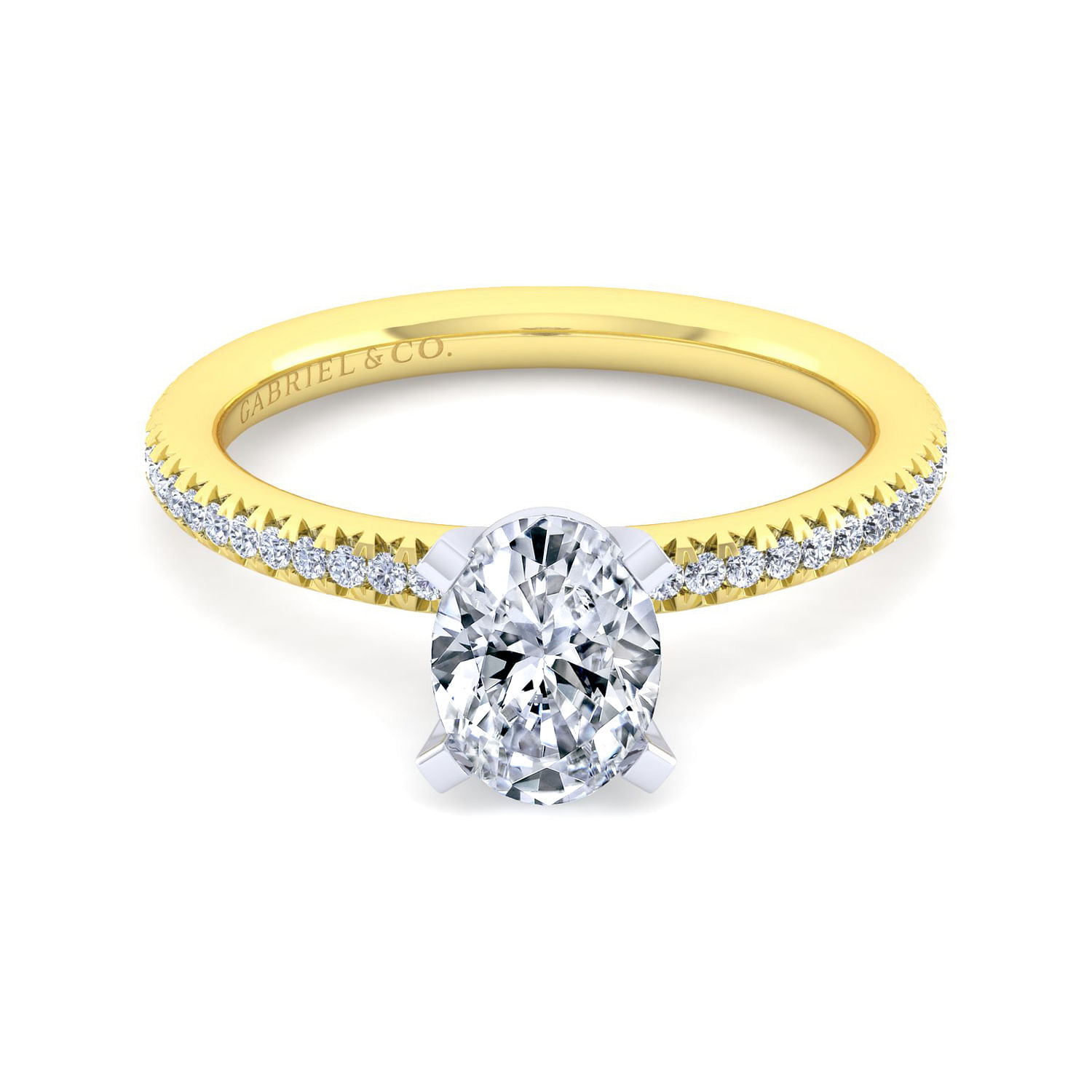 Oyin - 14K White-Yellow Gold Oval Diamond Engagement Ring