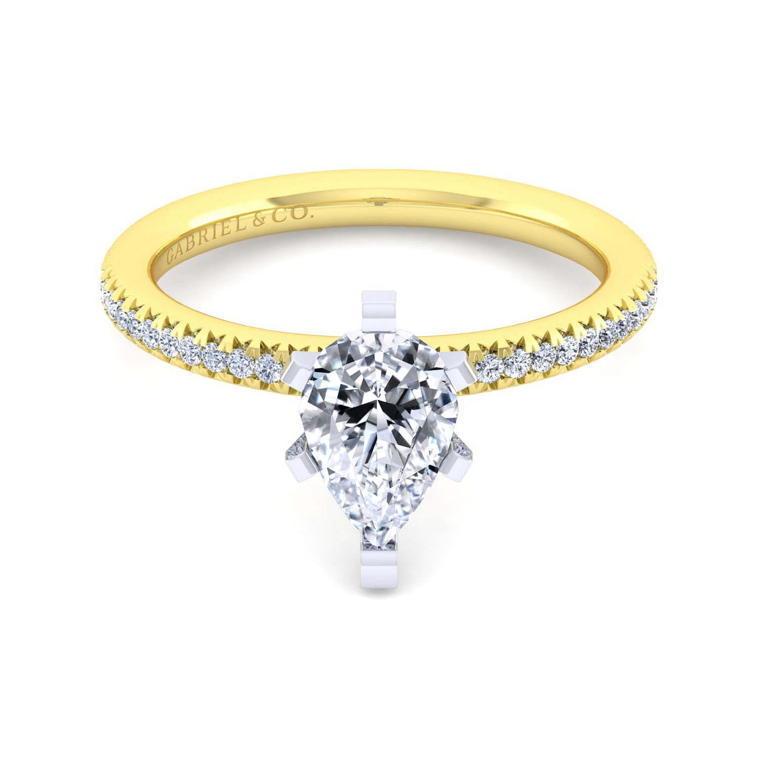 Oyin - 14K White-Yellow Gold Pear Shape Diamond Engagement Ring
