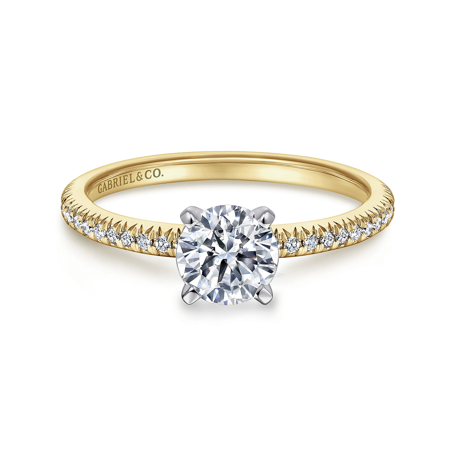 Oyin - 14K White-Yellow Gold Round Diamond Engagement Ring