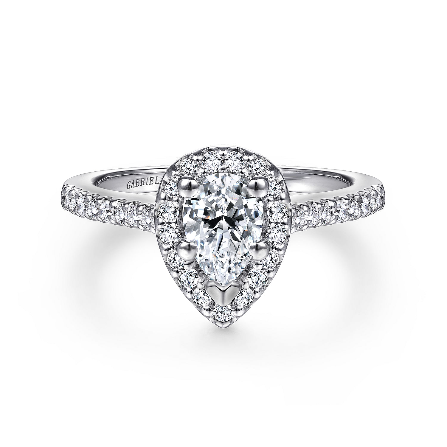 Paige - Platinum Pear Shape Halo Diamond Engagement Ring