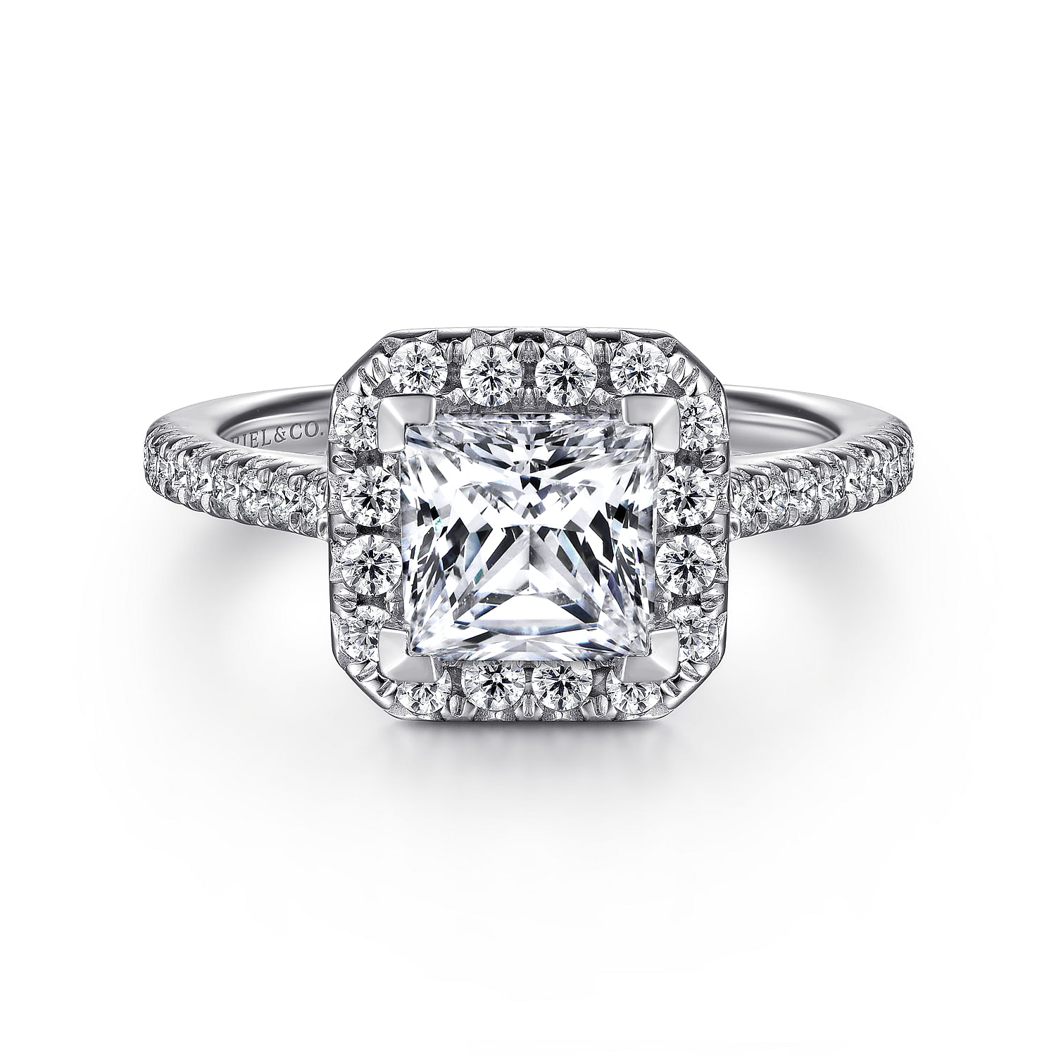 Patience - Platinum Princess Halo Diamond Engagement Ring