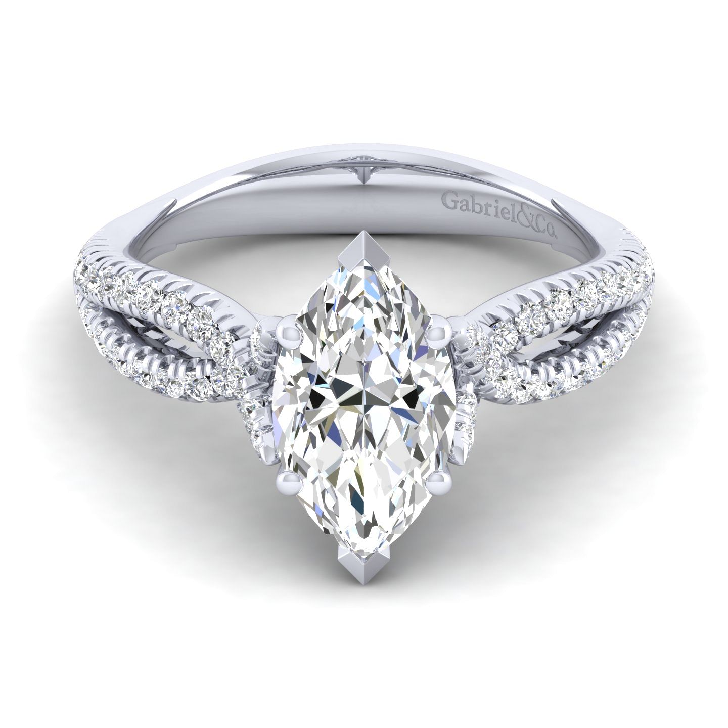 Peyton - 14K White Gold Marquise Shape Diamond Engagement Ring