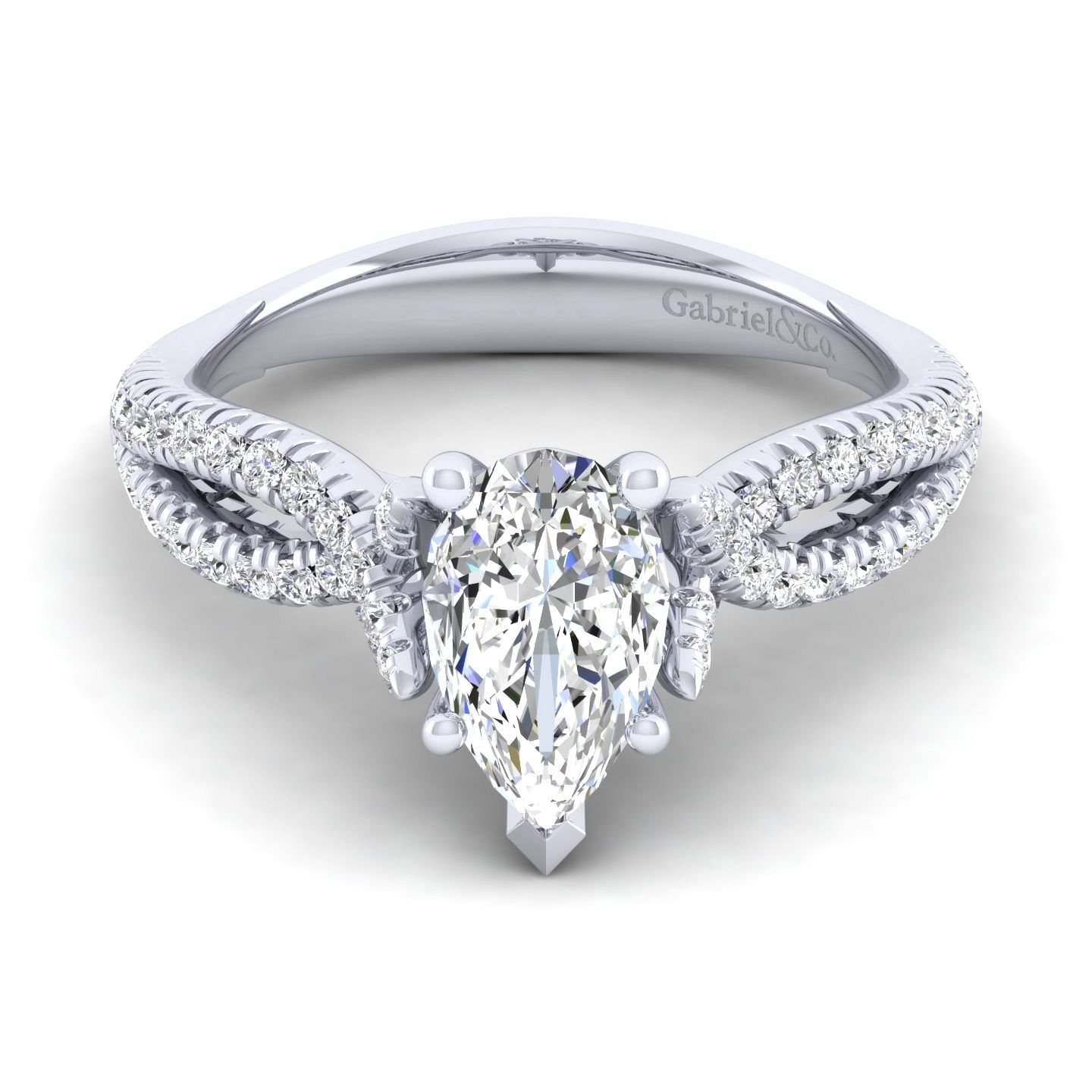 Peyton - 14K White Gold Pear Shape Diamond Engagement Ring