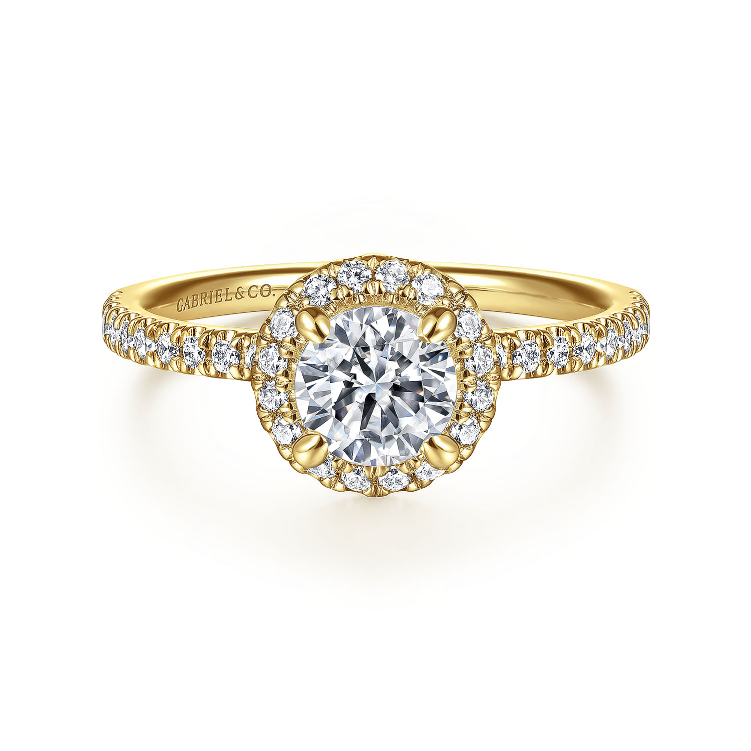 Philippa - 14K Yellow Gold Round Halo Diamond Engagement Ring