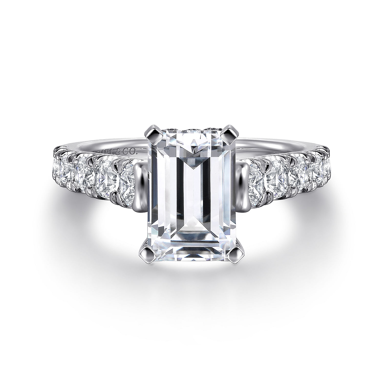 Piper - 14K White Gold Emerald Cut Diamond Engagement Ring