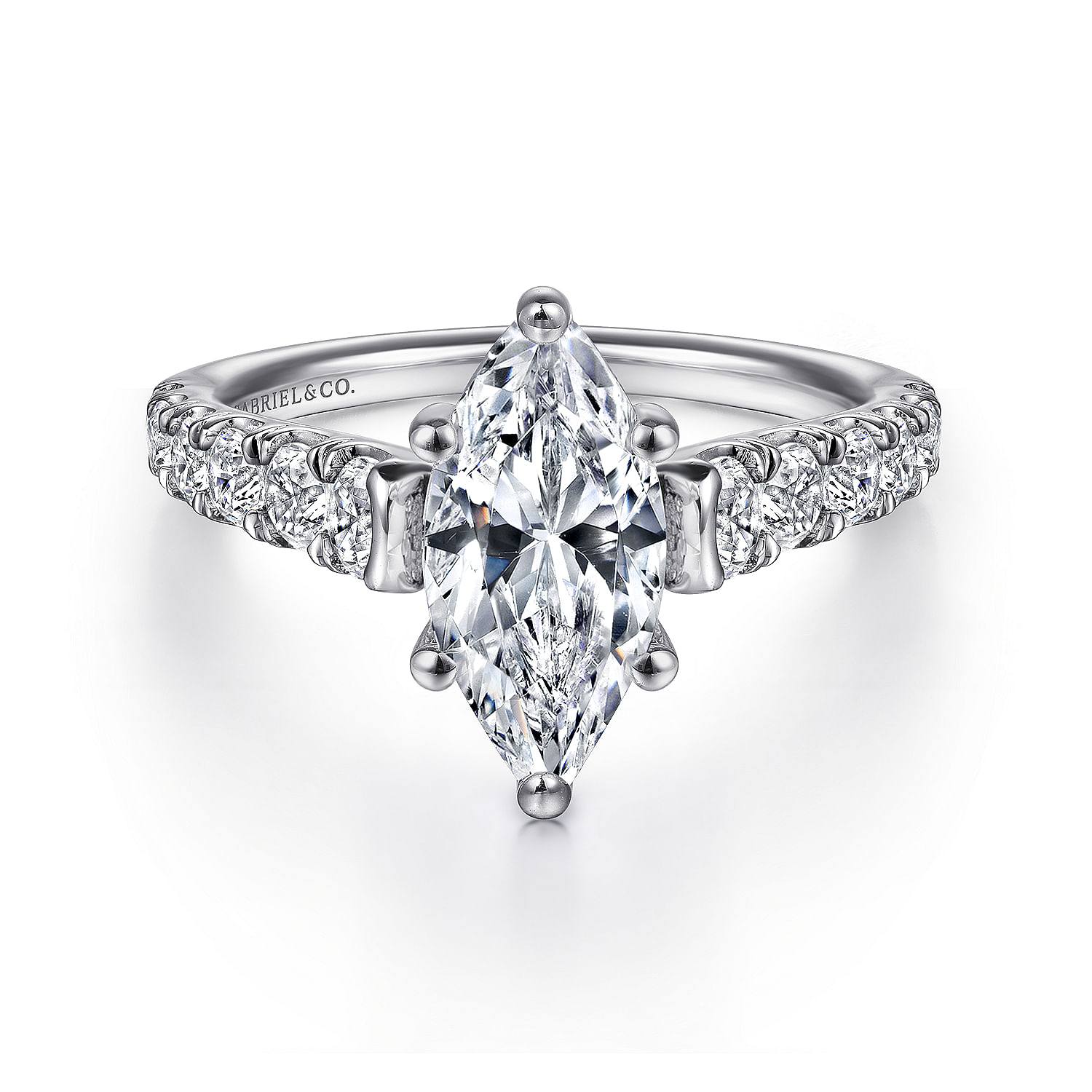 Piper - 14K White Gold Marquise Shape Diamond Engagement Ring