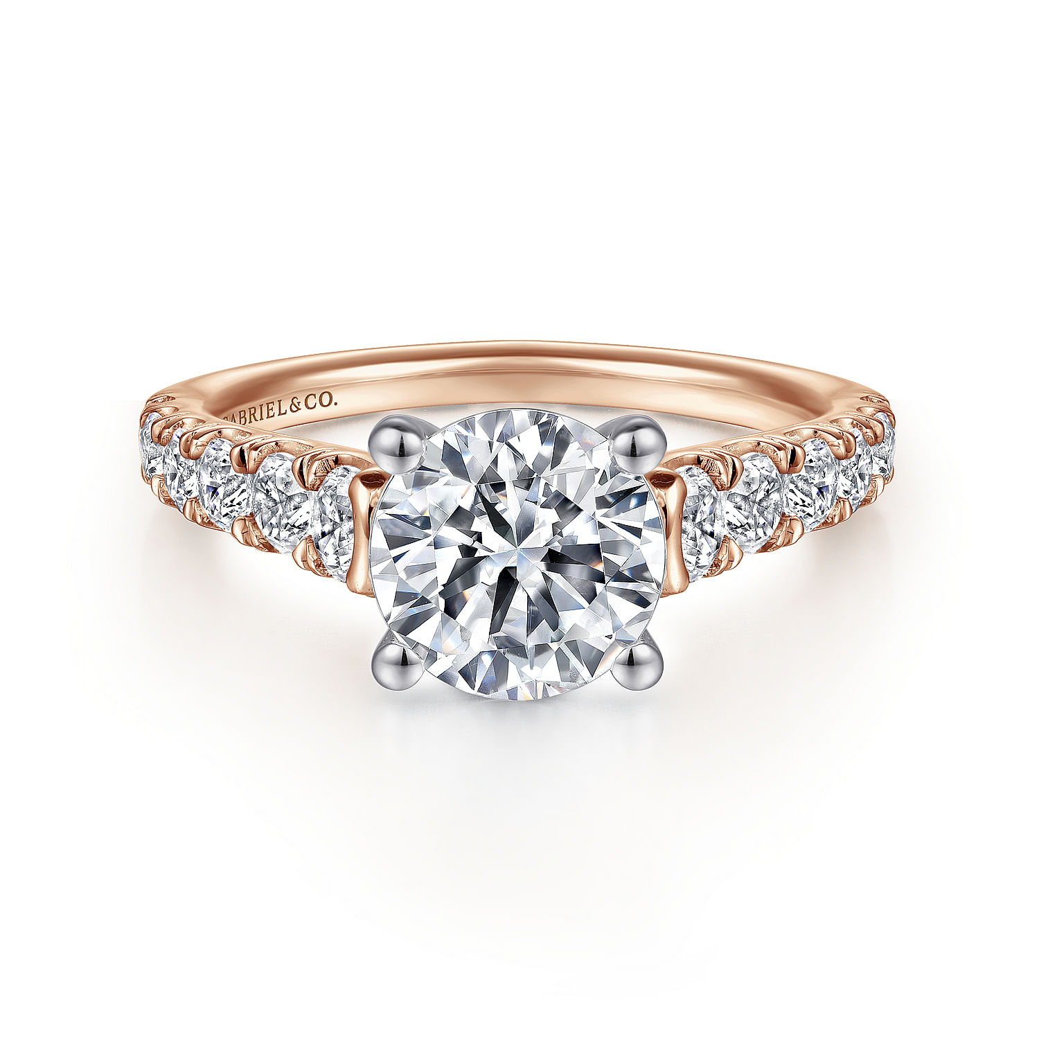 Piper - 14K White-Rose Gold Round Diamond Engagement Ring