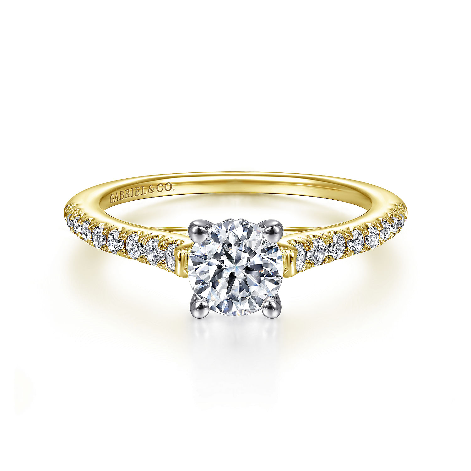Piper - 14K White-Yellow Gold Round Diamond Engagement Ring