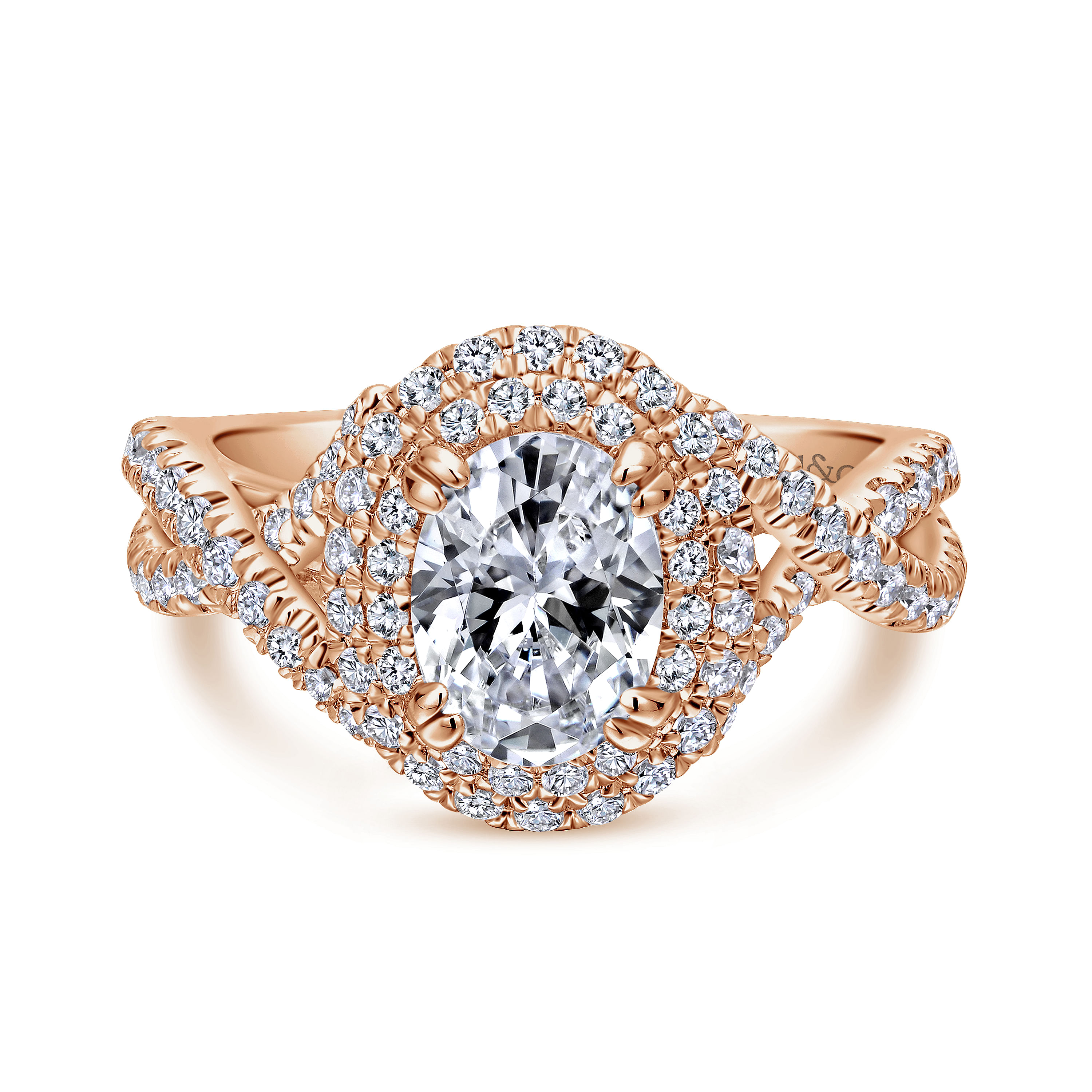 Pippa - 14K Rose Gold Oval Diamond Engagement Ring