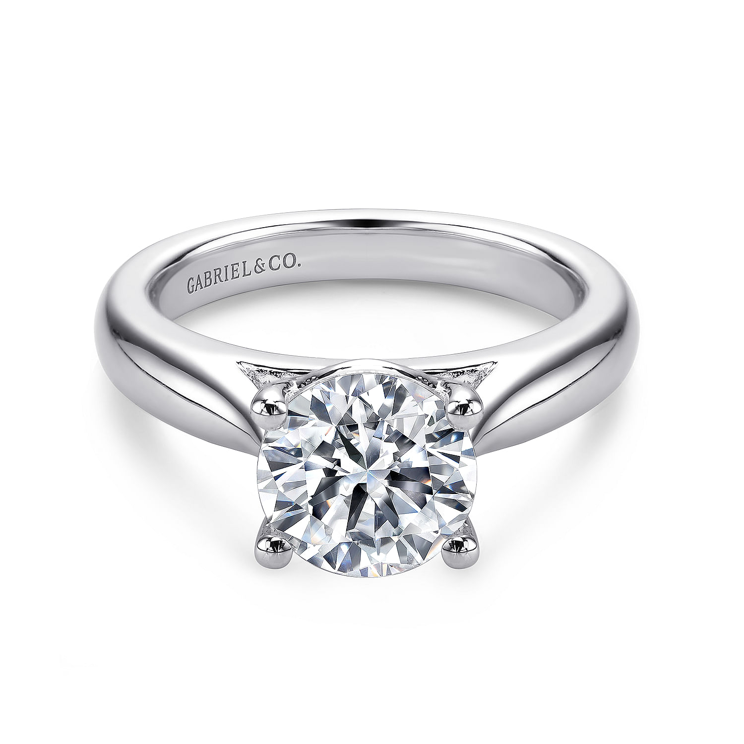 Polly - 14K White Gold Round Diamond Engagement Ring