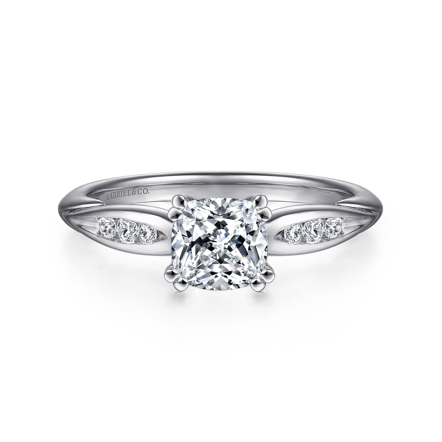 Quinn - 14K White Gold Cushion Cut Diamond Channel Set Engagement Ring